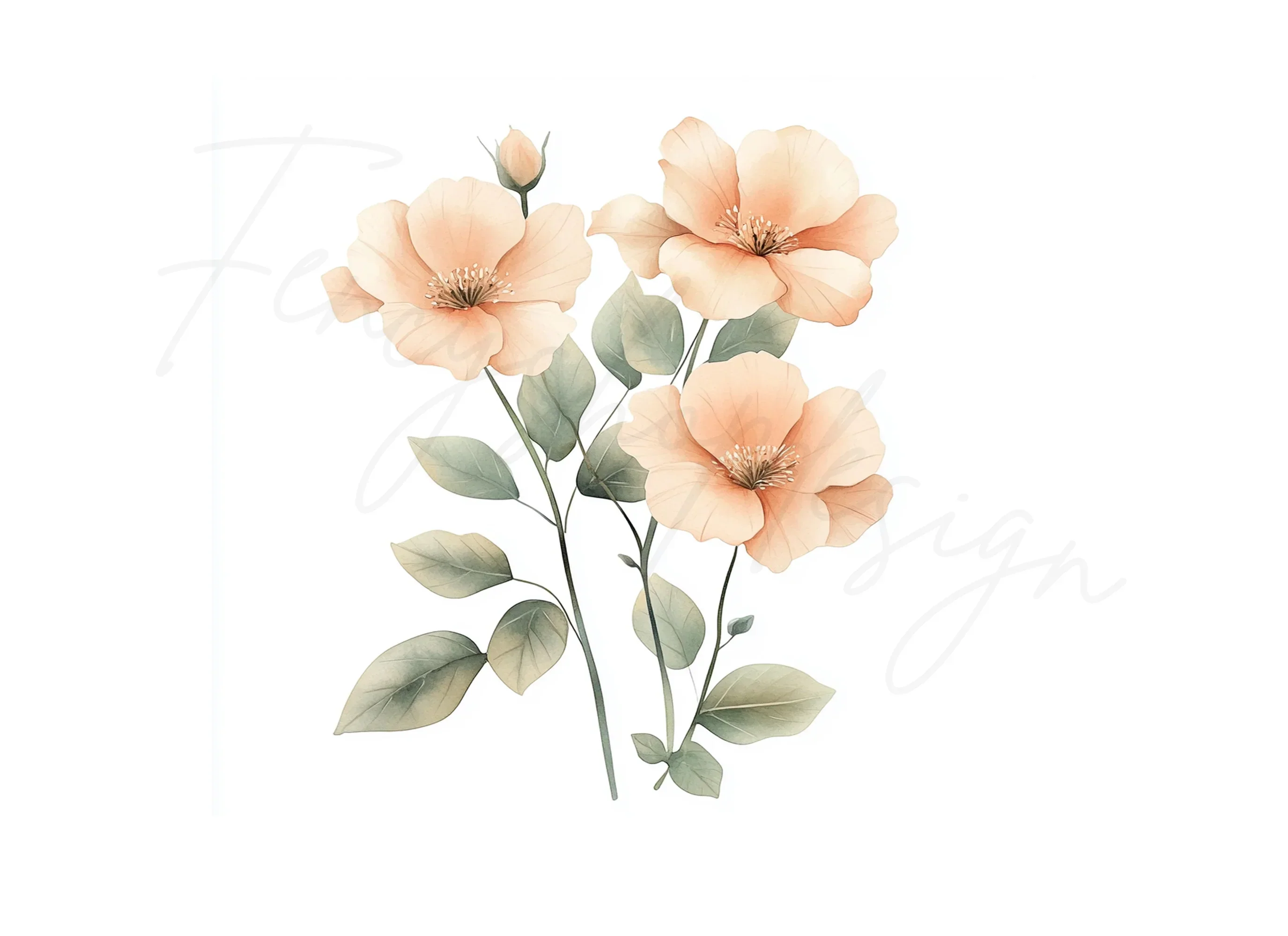 Peach Rose Bouquet Clipart Bundle - Image 3