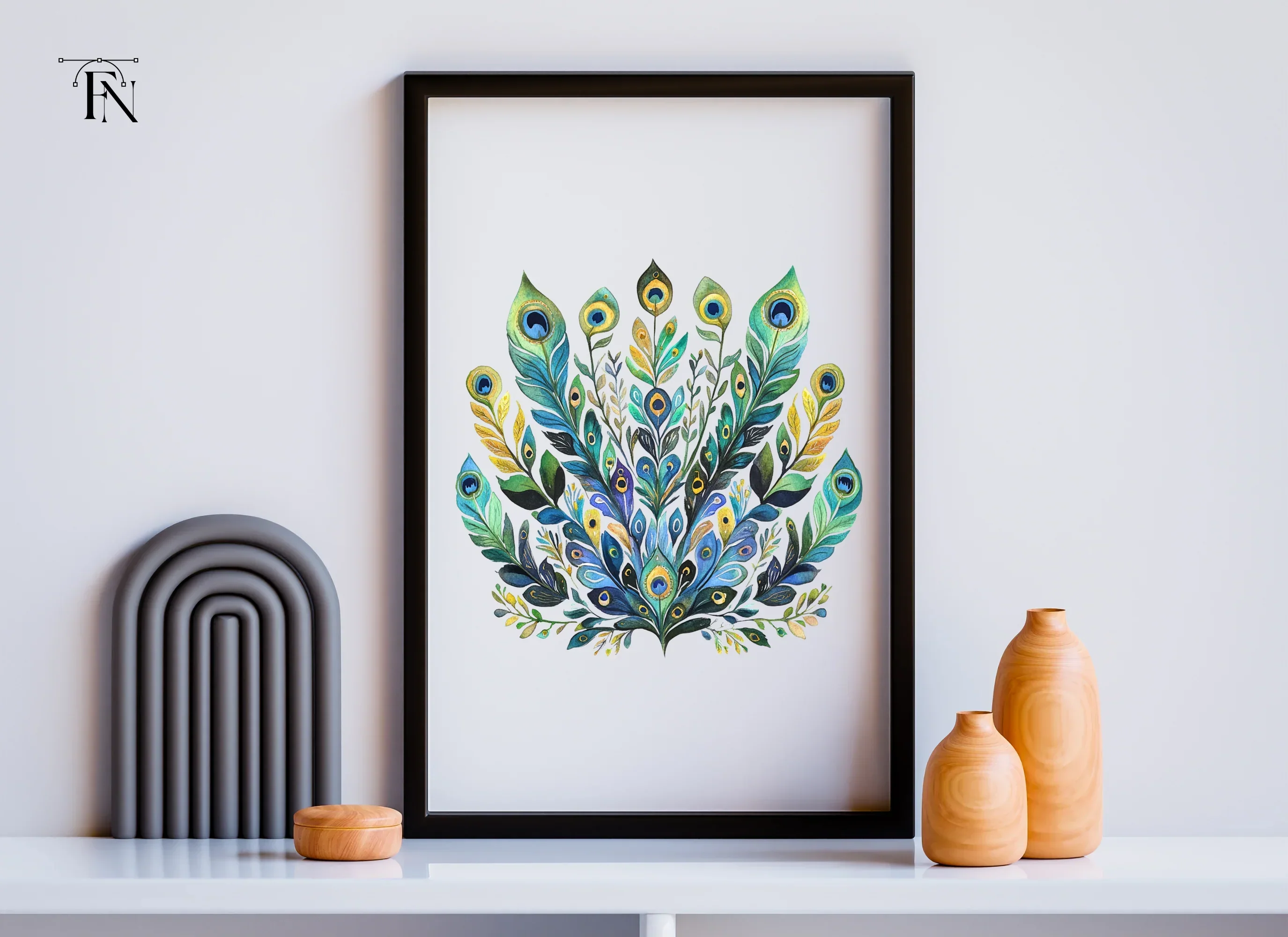 Peacock Feather Arrangement Clipart Bundle - Image 4