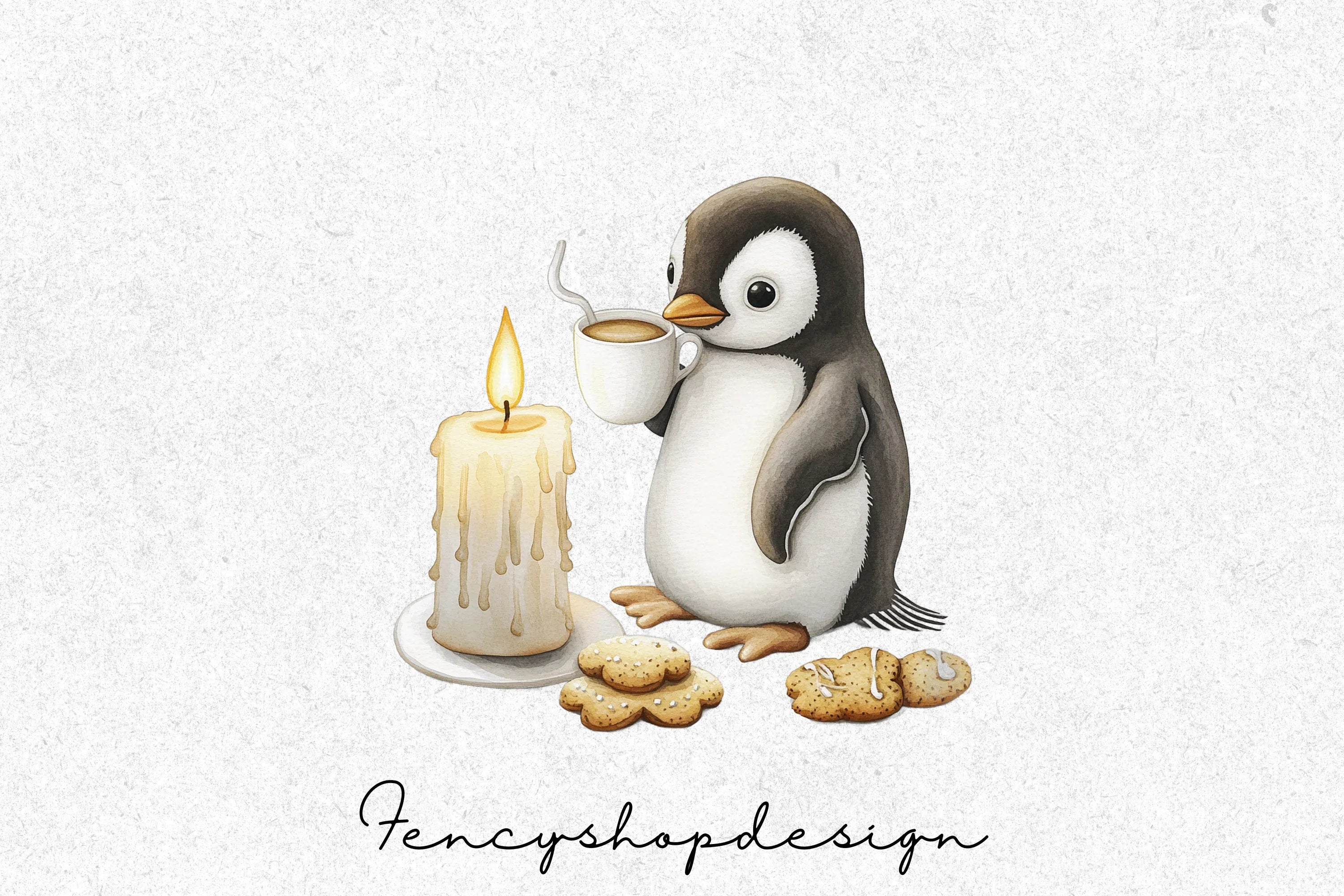 Penguin Christmas Market Clipart Bundle - Image 2