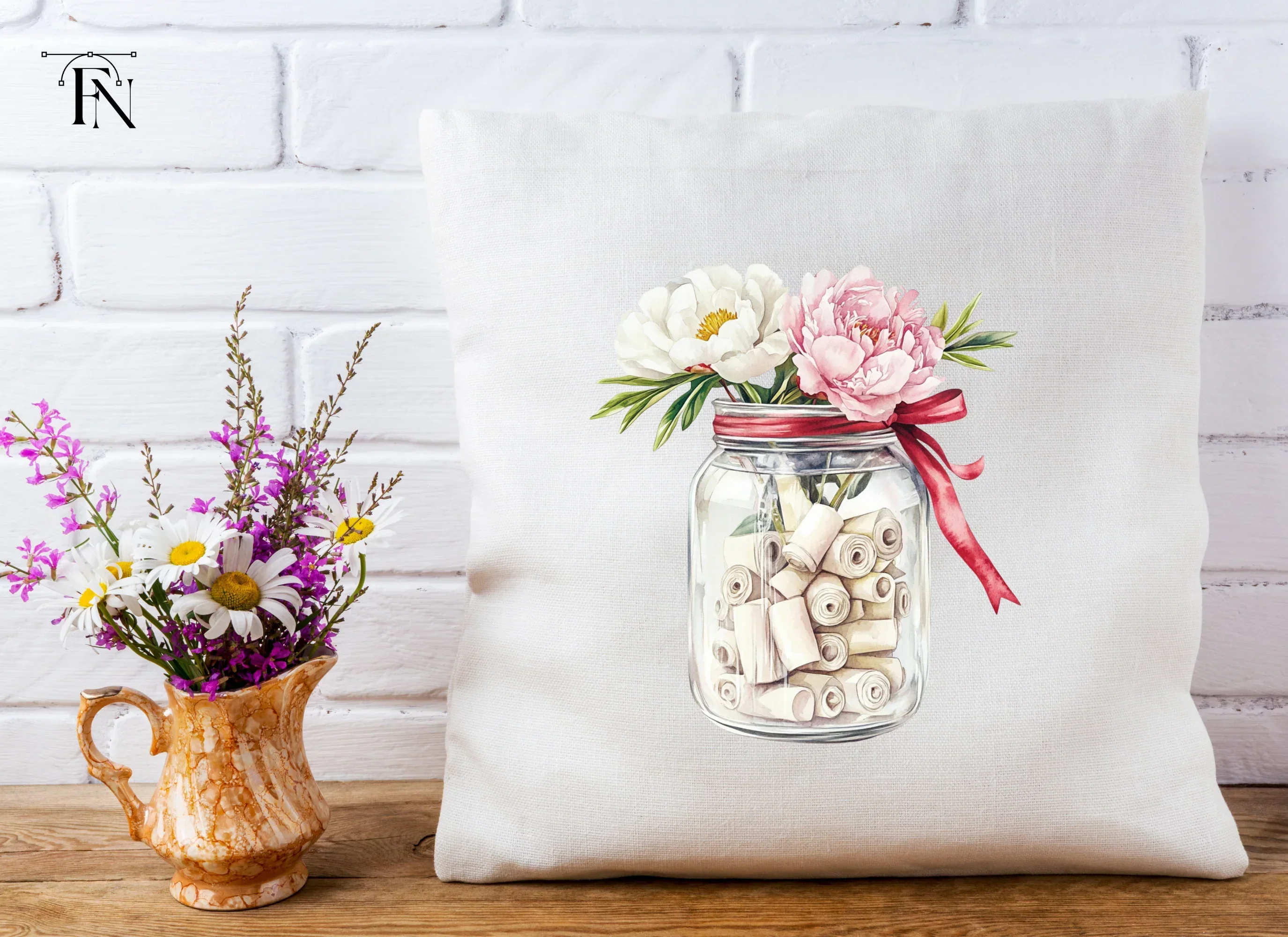 Peony and Message Jar Clipart Bundle - Image 4