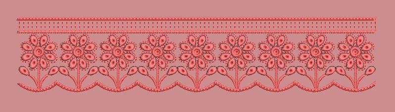 Petal Chain Pink Border Embroidery Design