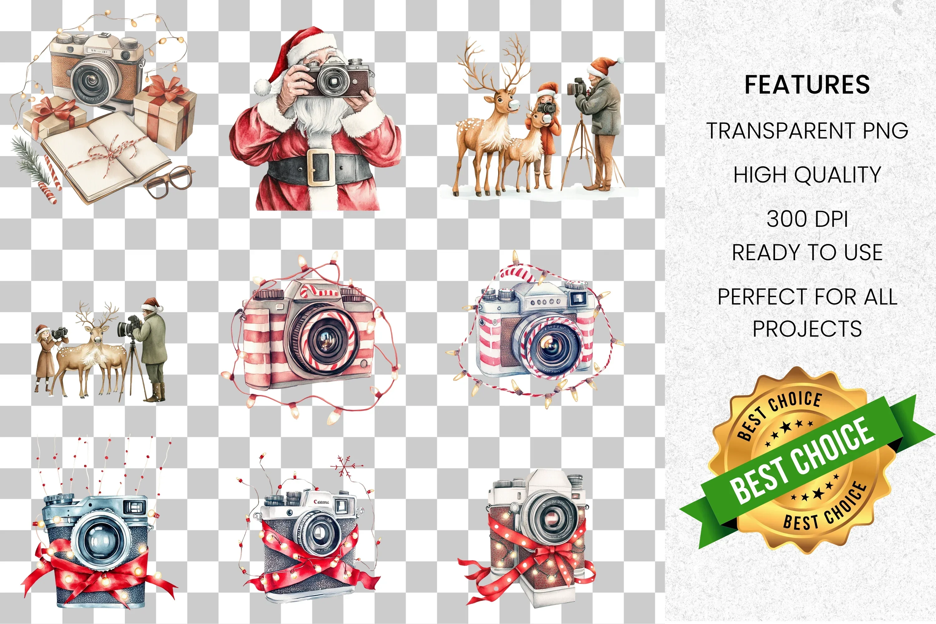 Photography Santa Clipart Bundle - Image 8
