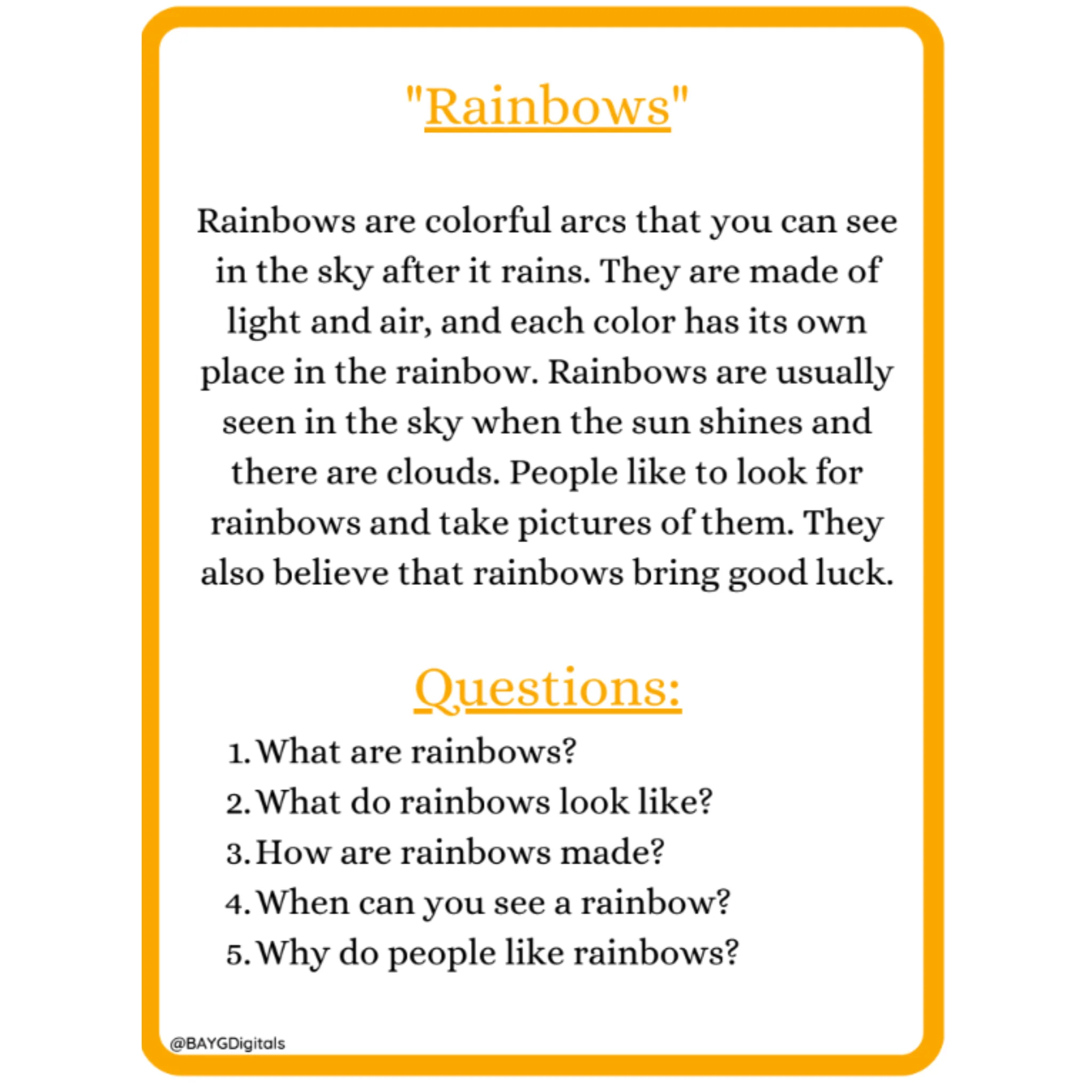 Picture Reading Comprehension Passages for Kids - Image 4