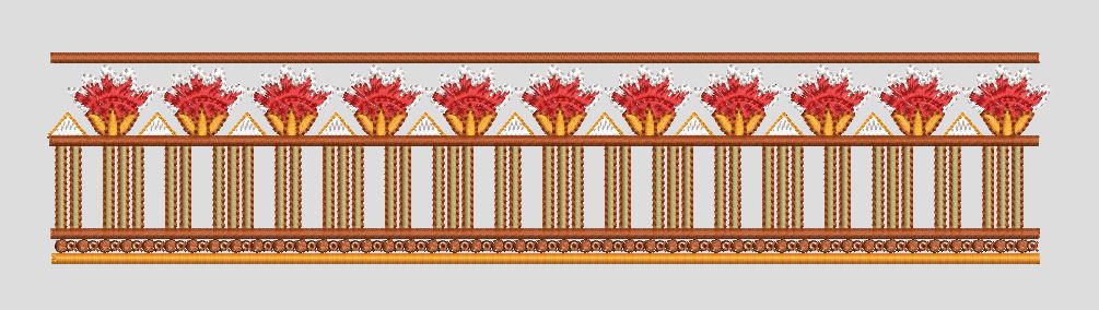 Pillar and Floral Geometric Border Embroidery Design