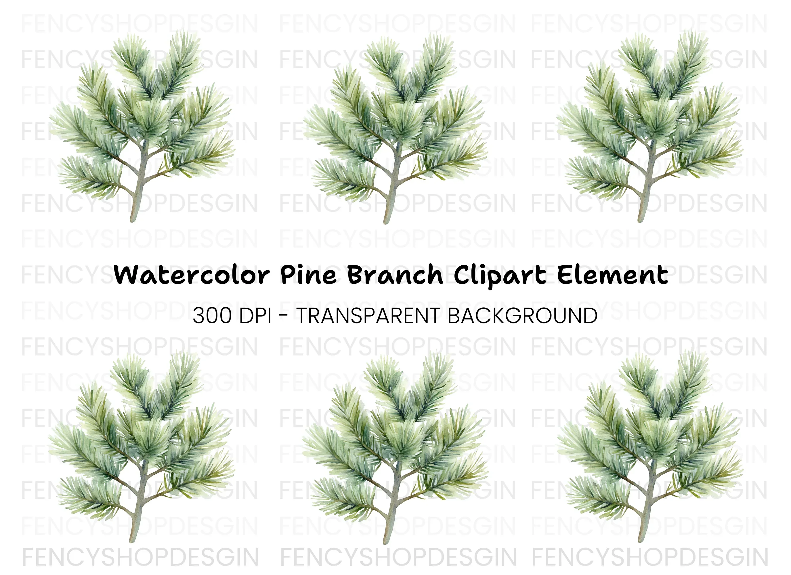 Pine Branch Clipart Bundle