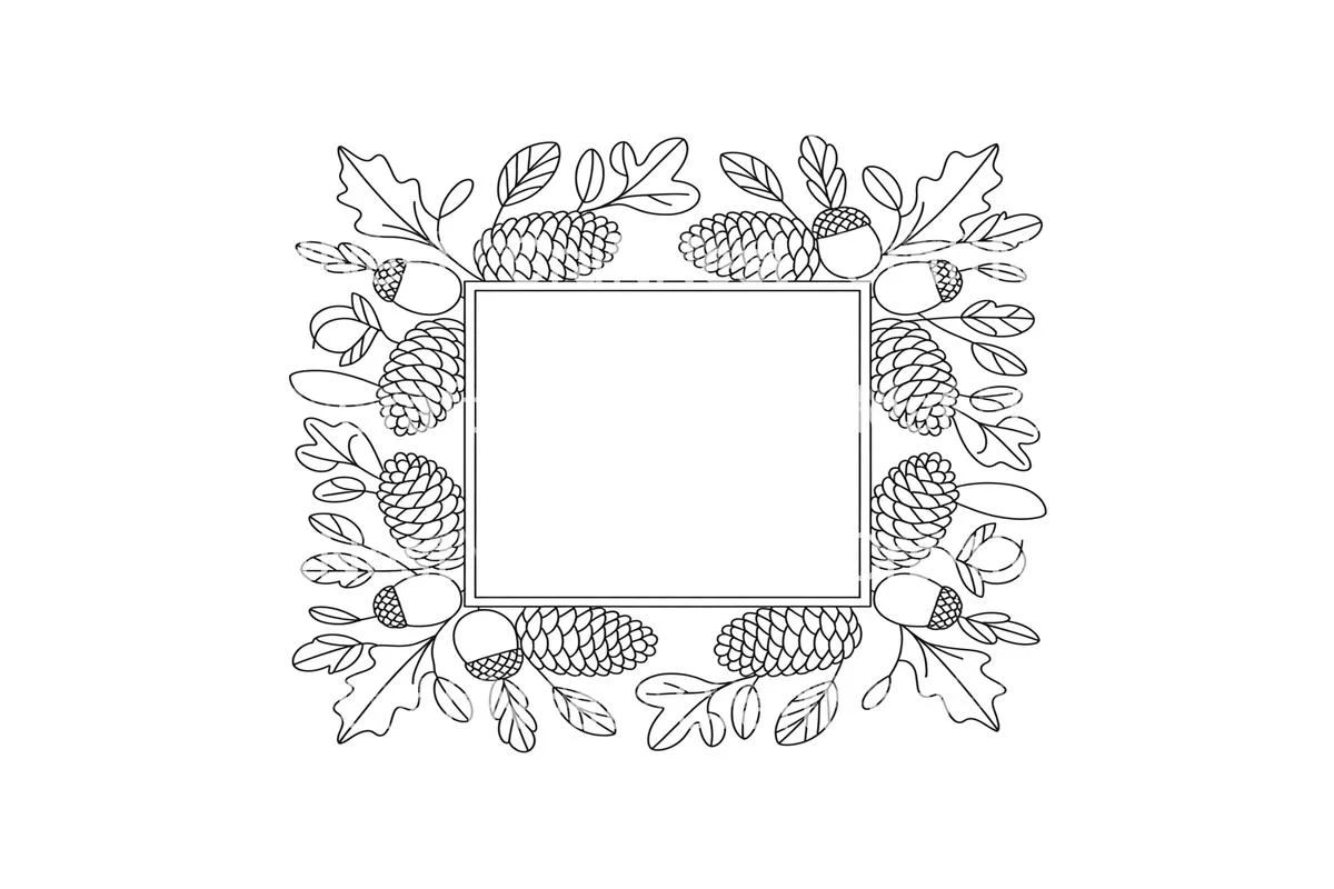 Pine Cone Leaf Frame Coloring Books - Image 3