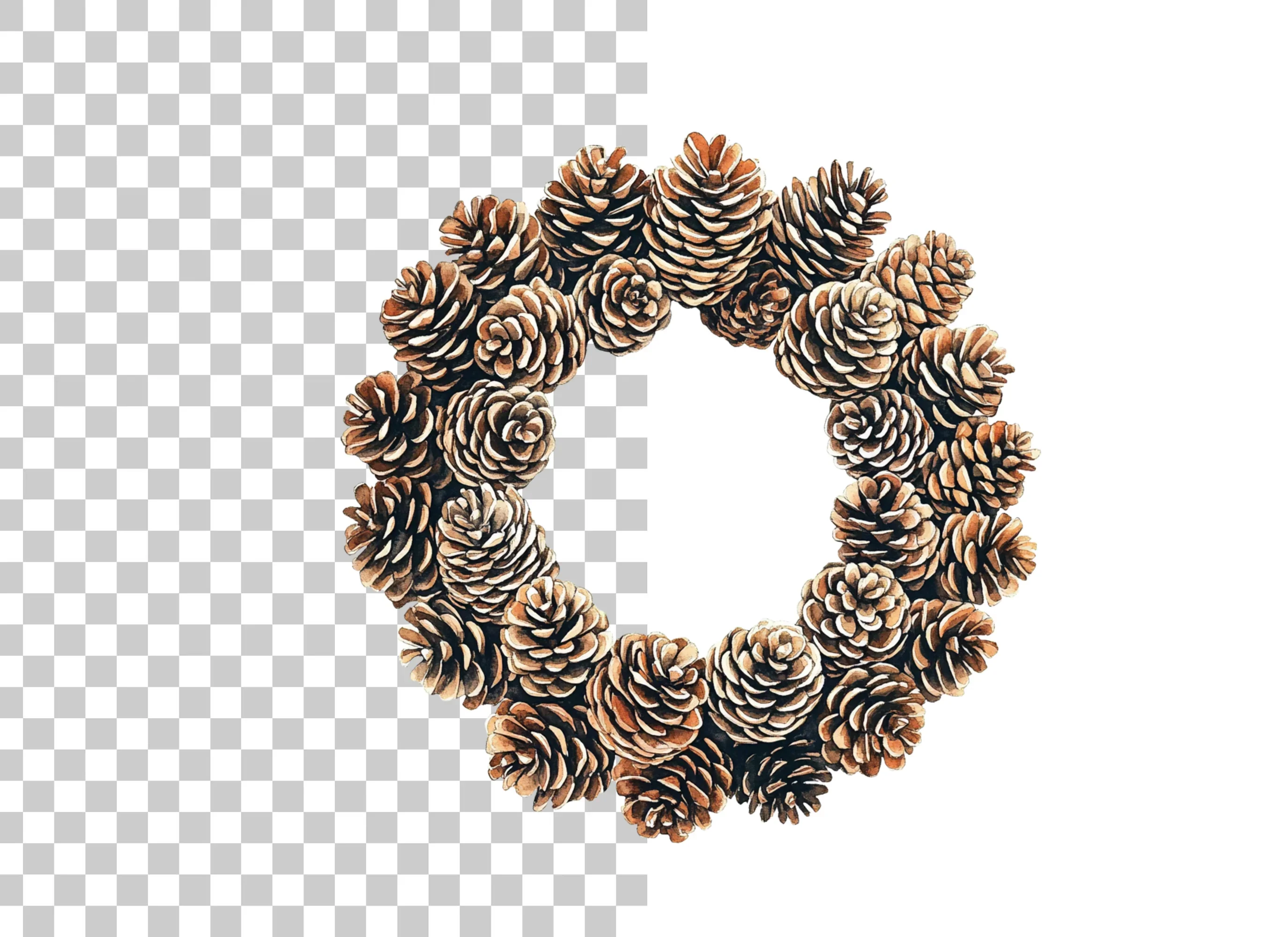 Pine Cone Wreath Clipart Bundle - Image 2