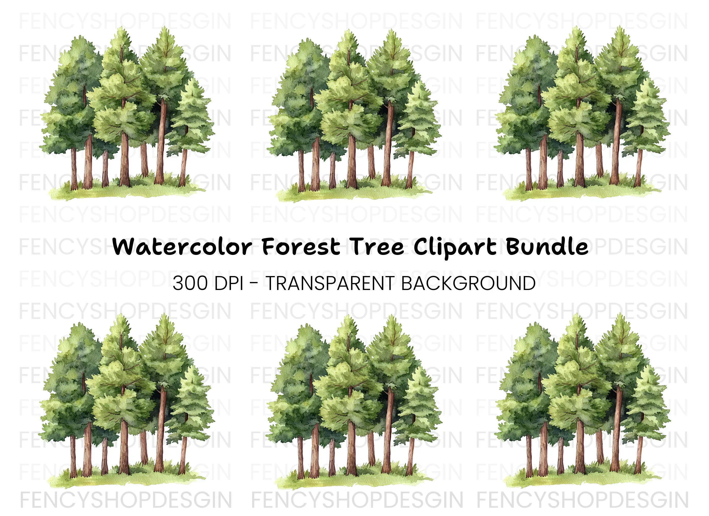 Pine Trees Clipart Bundle