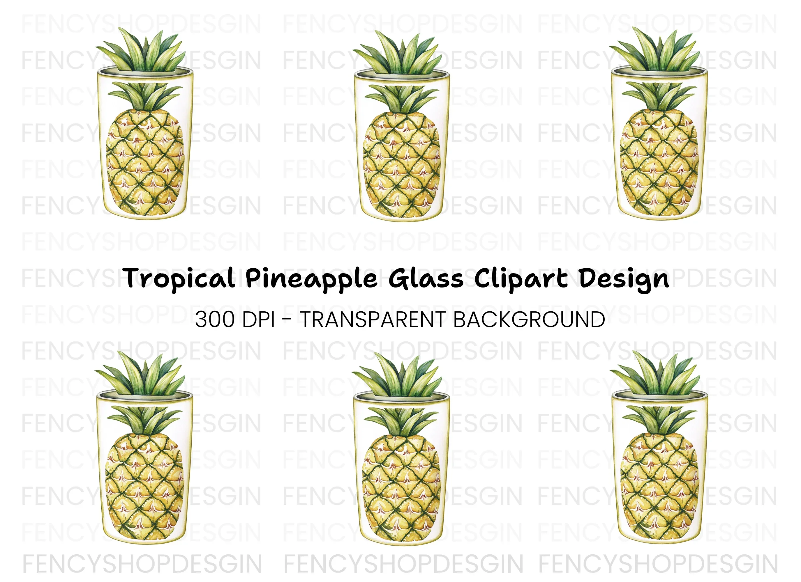 Pineapple Tumbler Clipart Bundle