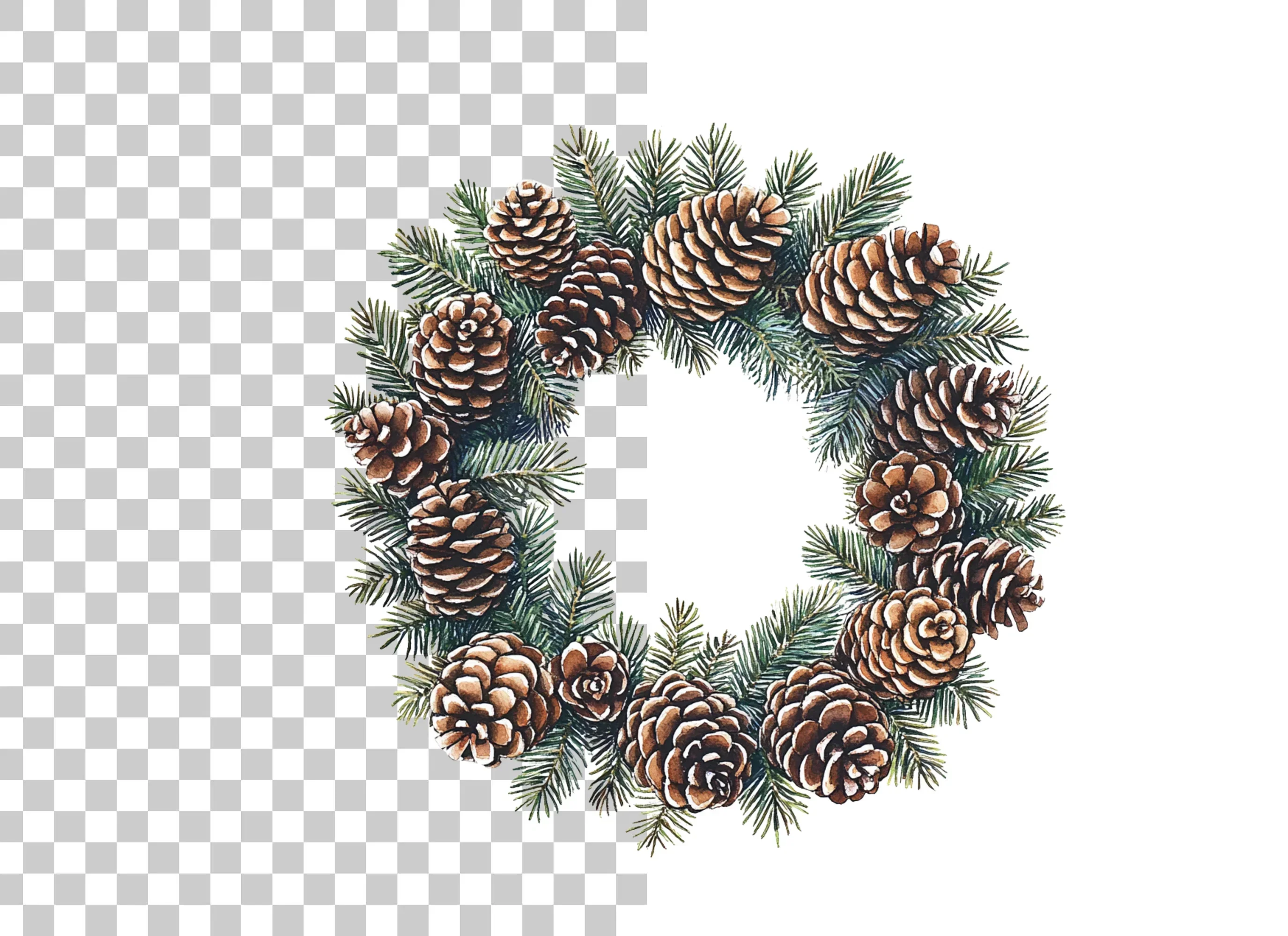 Pinecone Christmas Wreaths Clipart Bundle - Image 2