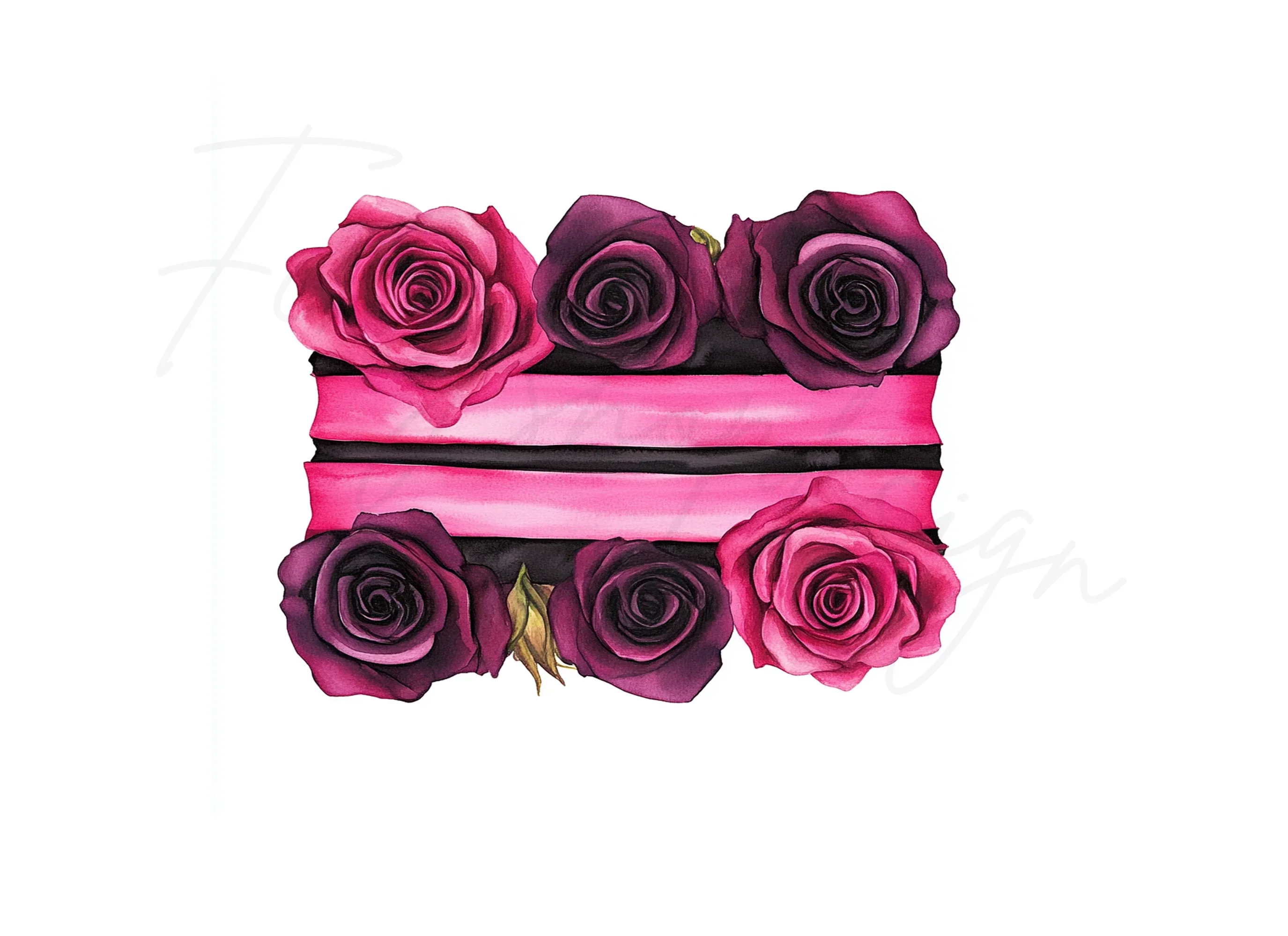 Pink and Black Rose Ribbon Clipart Bundle - Image 2