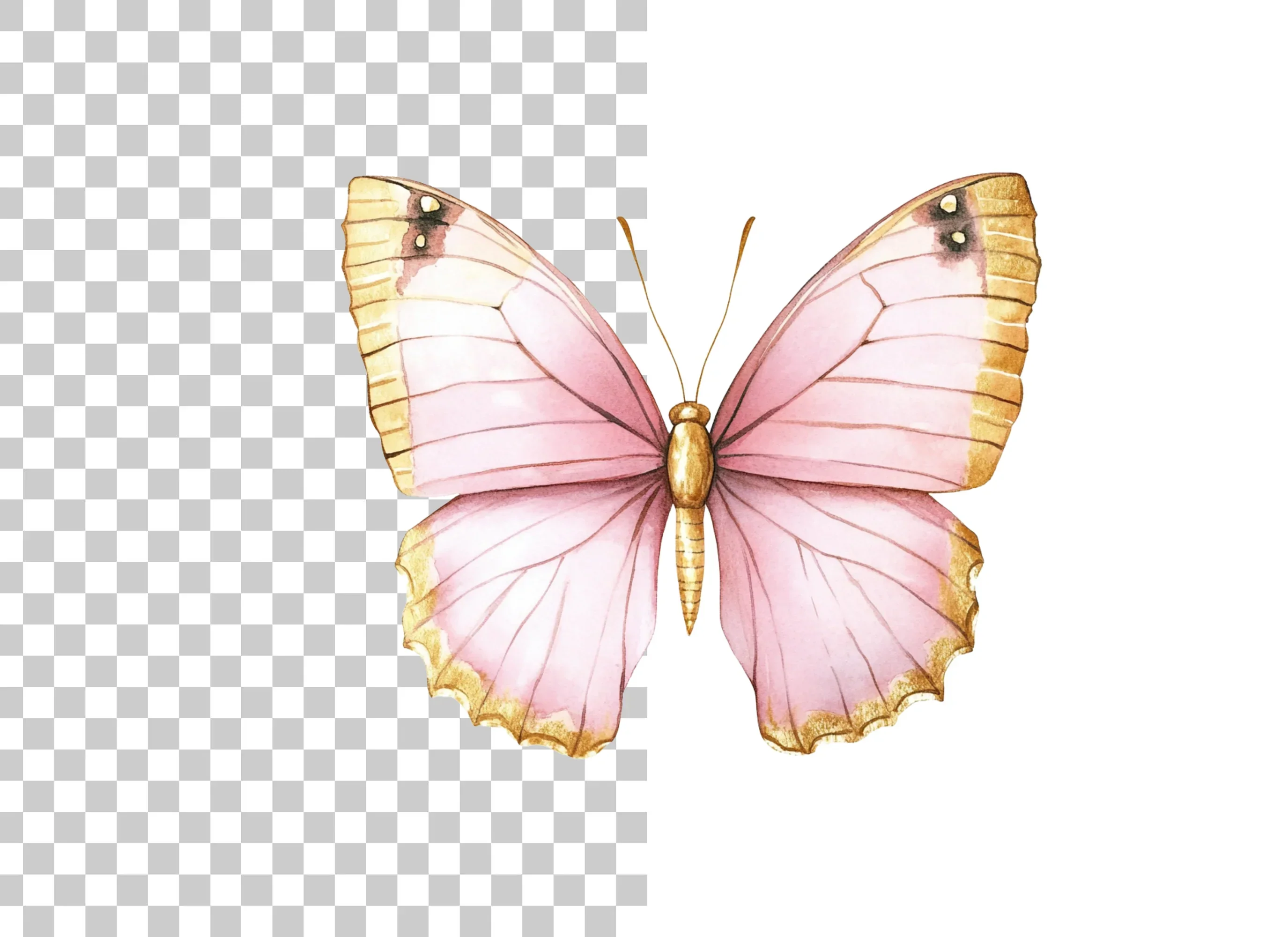 Pink and Gold Butterfly Clipart Bundle - Image 2