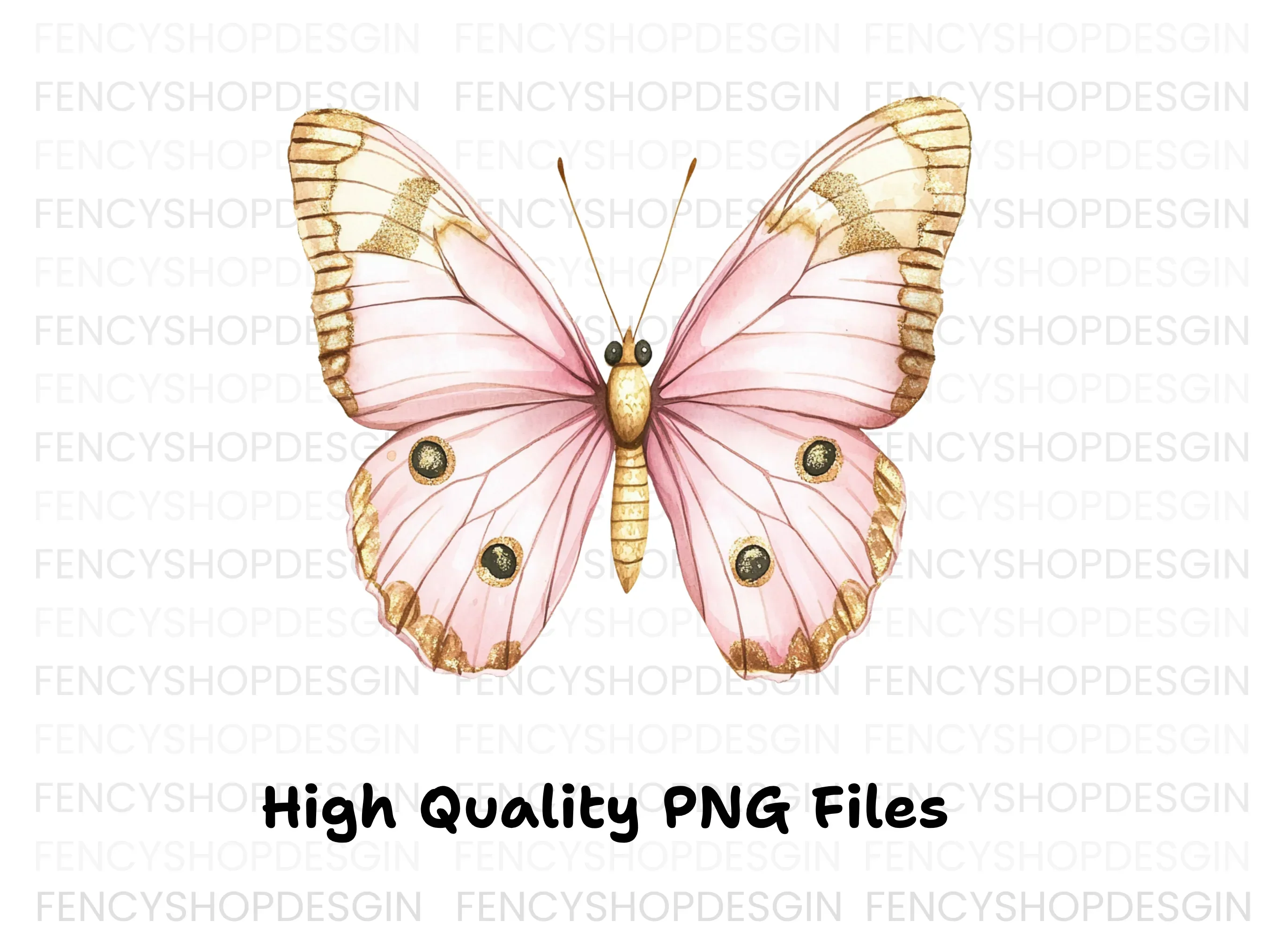 Pink and Gold Butterfly Clipart Bundle - Image 3