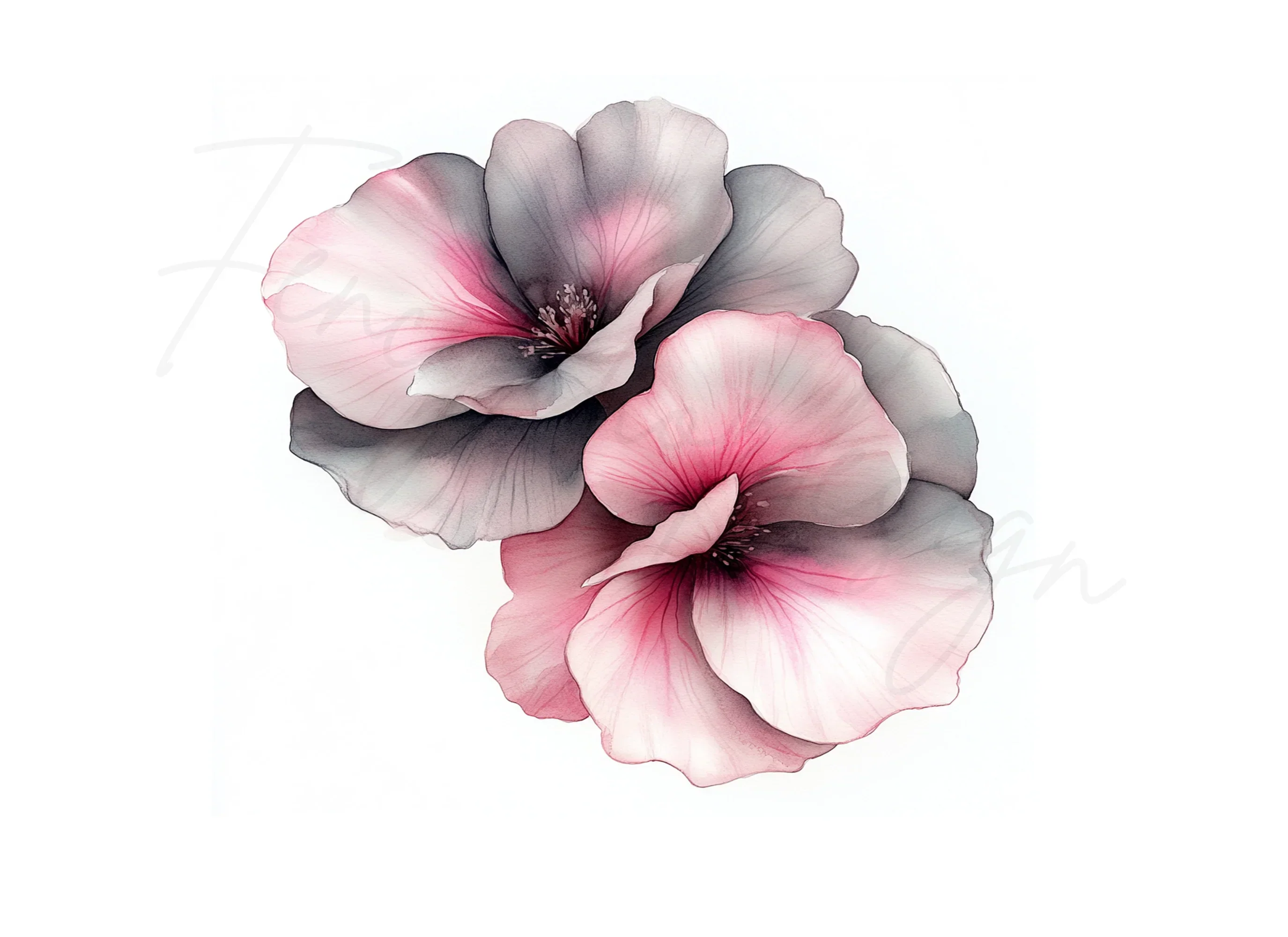Pink and Grey Flowers Clipart Bundle - Image 3