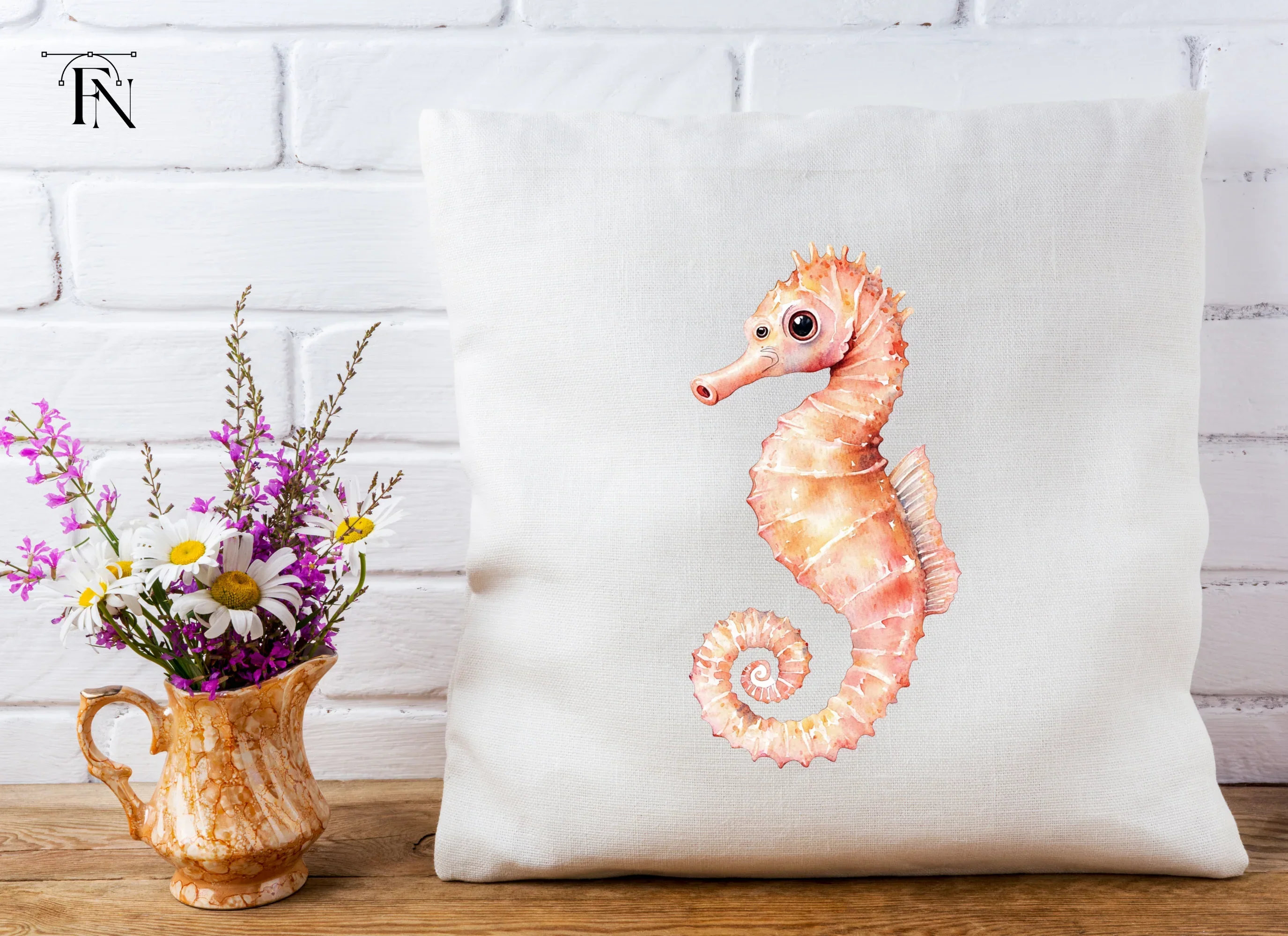 Pink and Orange Seahorse Clipart Bundle - Image 3