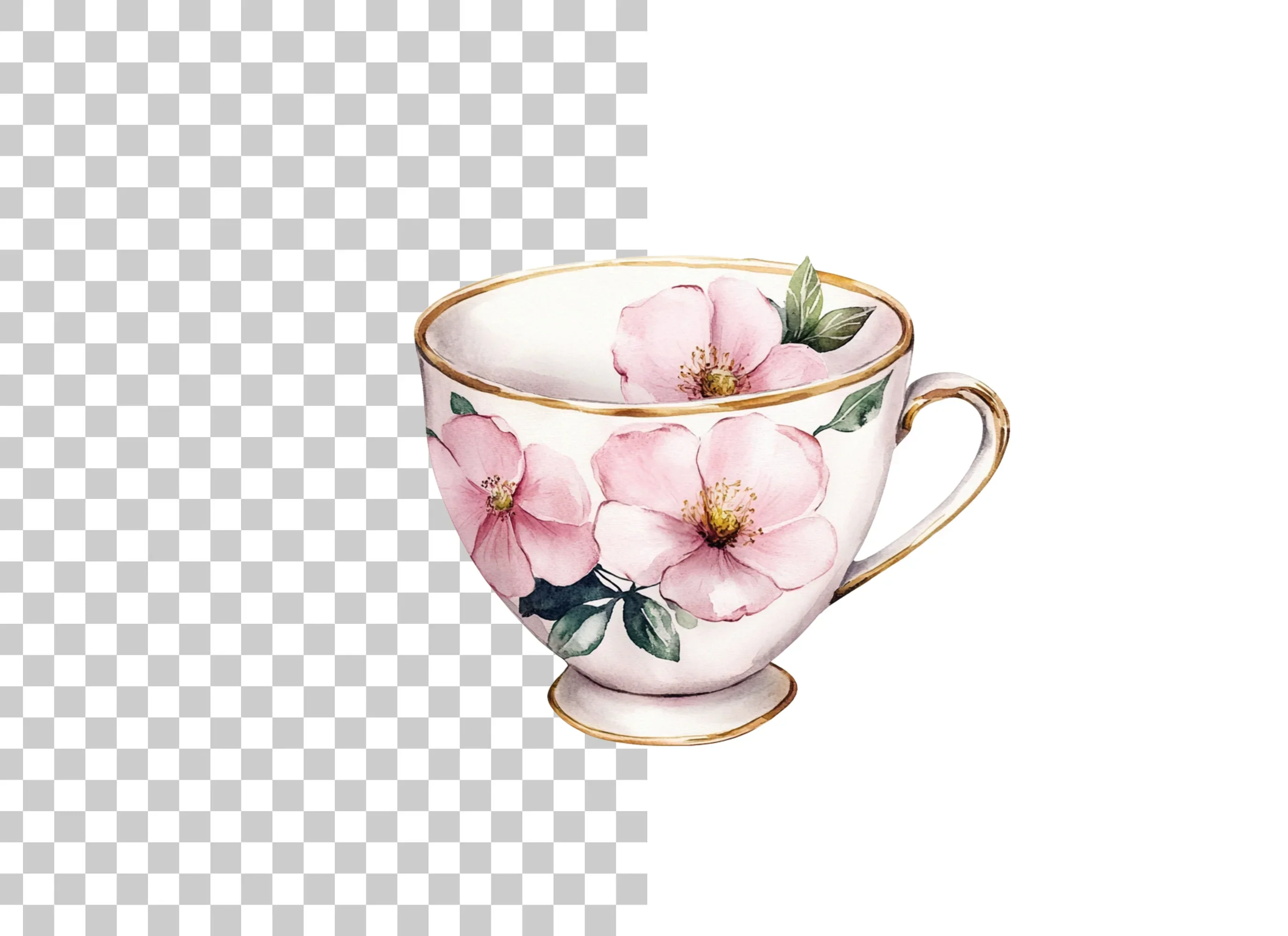 Pink Blossom Teacups Clipart Bundle - Image 2