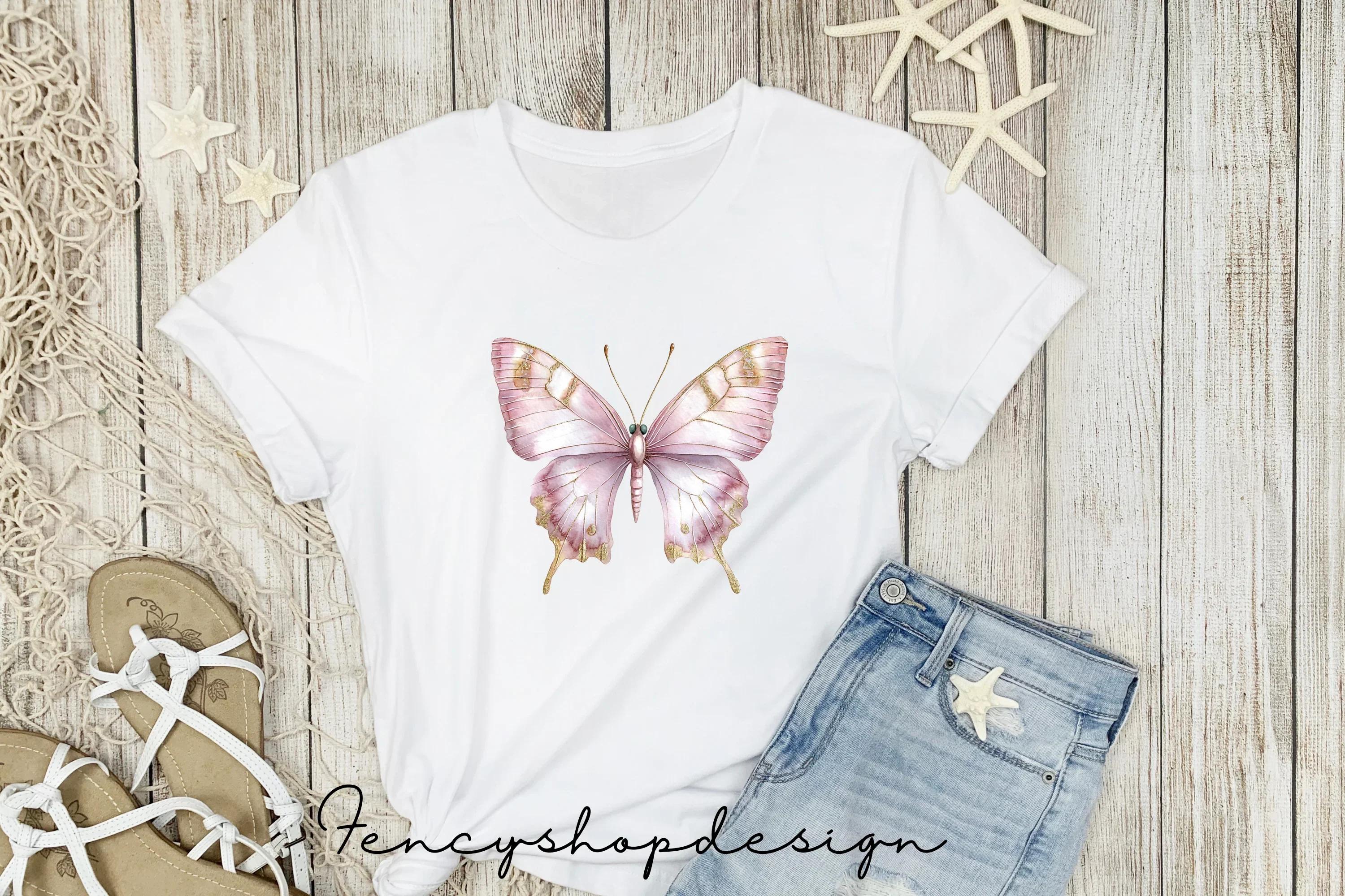 Pink Butterfly Clipart Bundle - Image 4