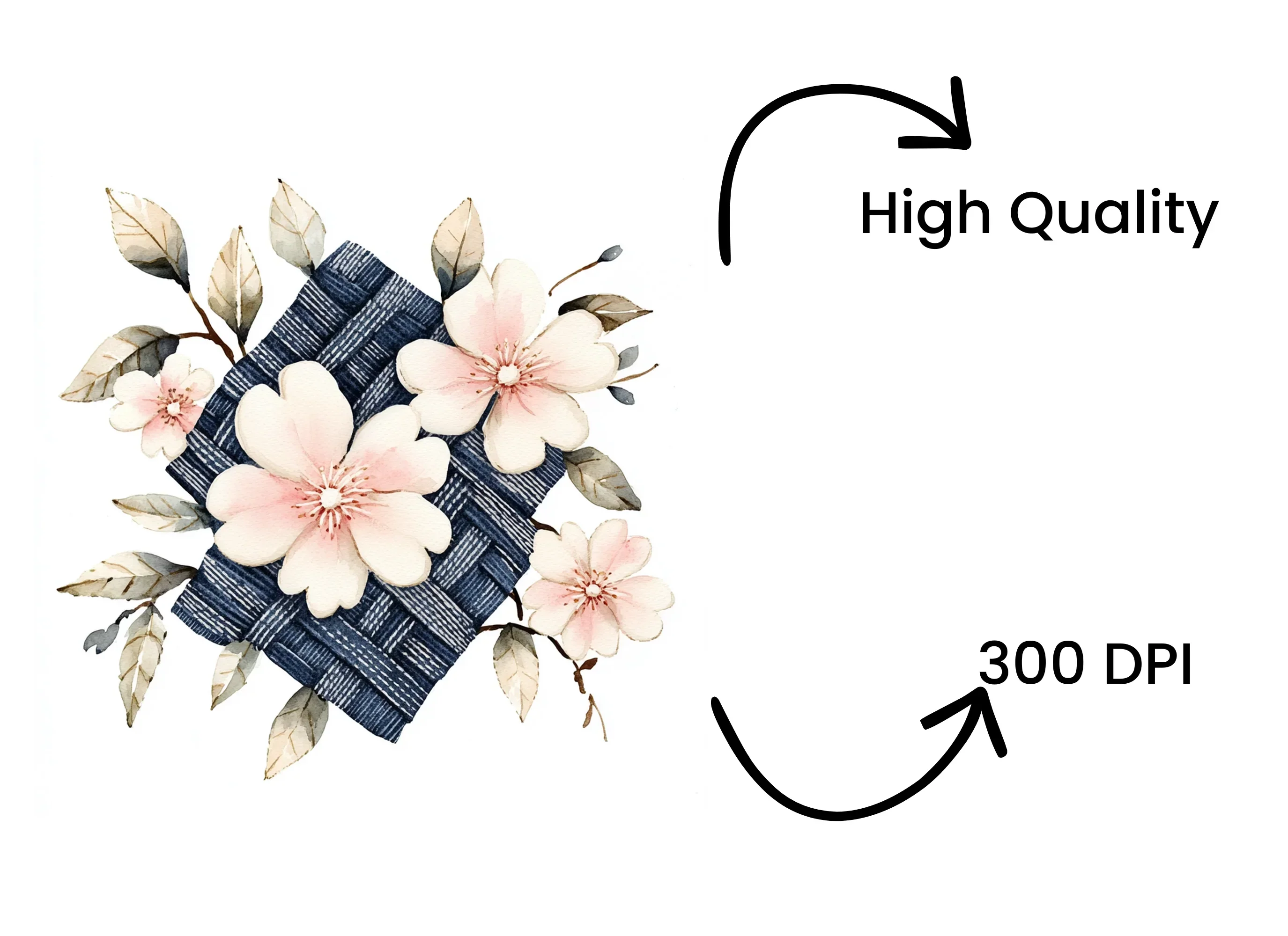 Pink Cherry Blossom Denim Clipart Bundle - Image 4