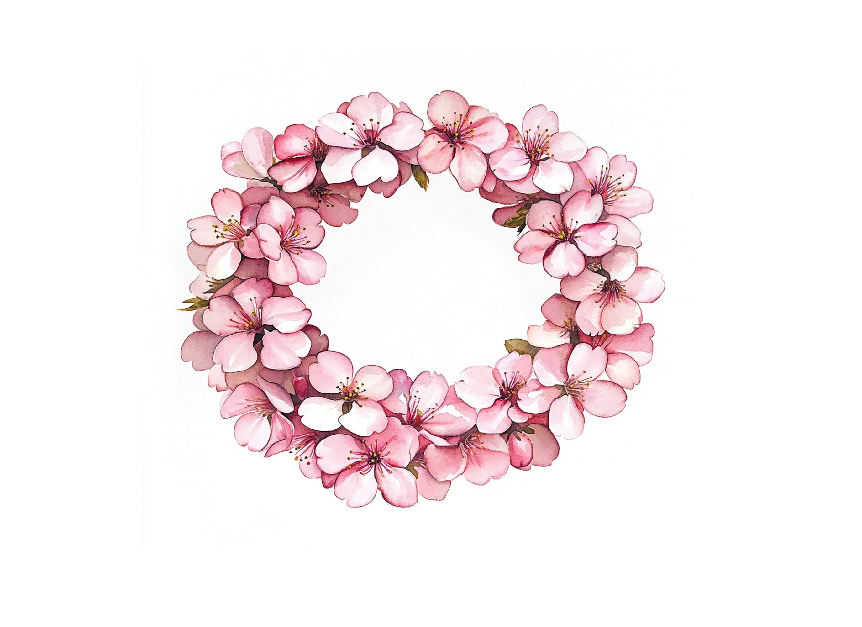 Pink Cherry Blossom Wreath Clipart Bundle - Image 2