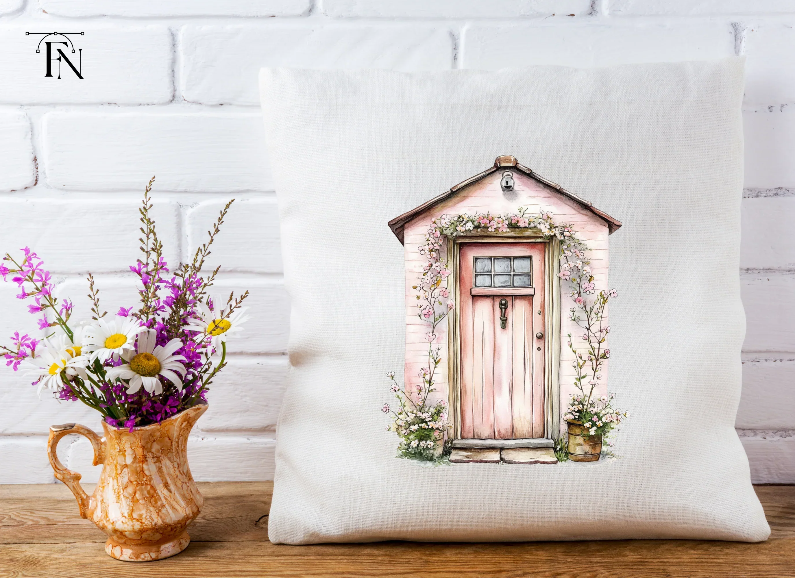 Pink Cottage Door with Blooming Vines Clipart Bundle - Image 3