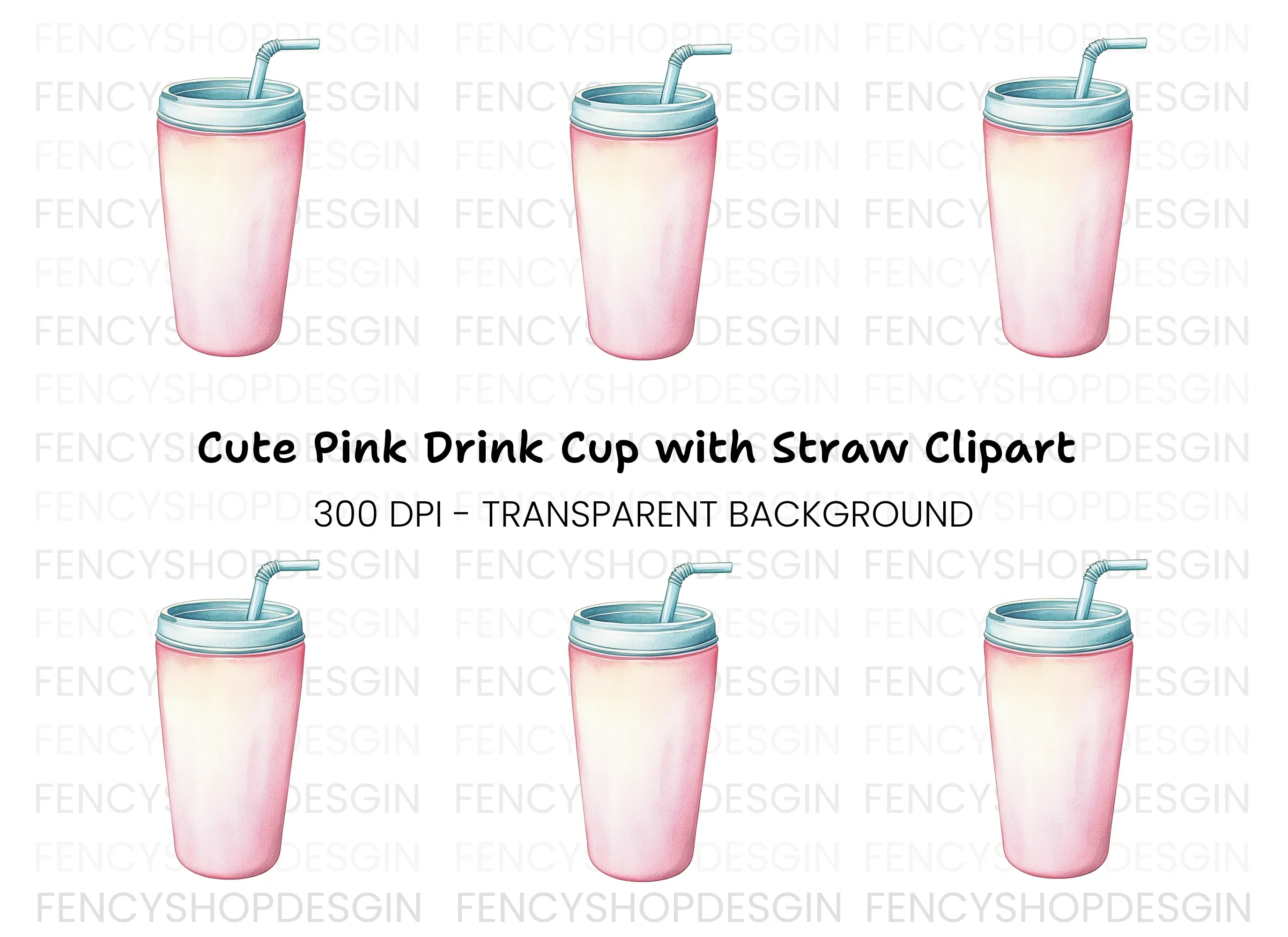 Pink Drink Tumbler Clipart Bundle