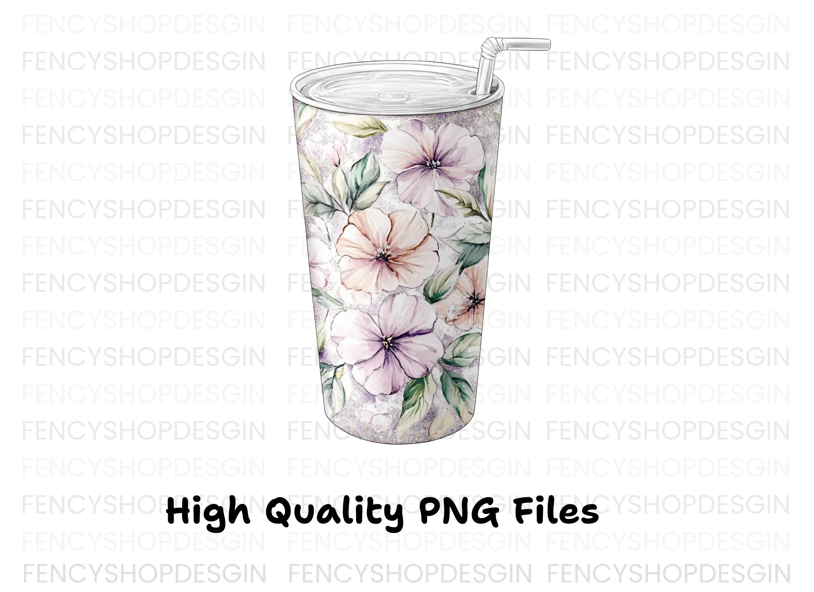 Pink Floral Tumbler Clipart Bundle - Image 2
