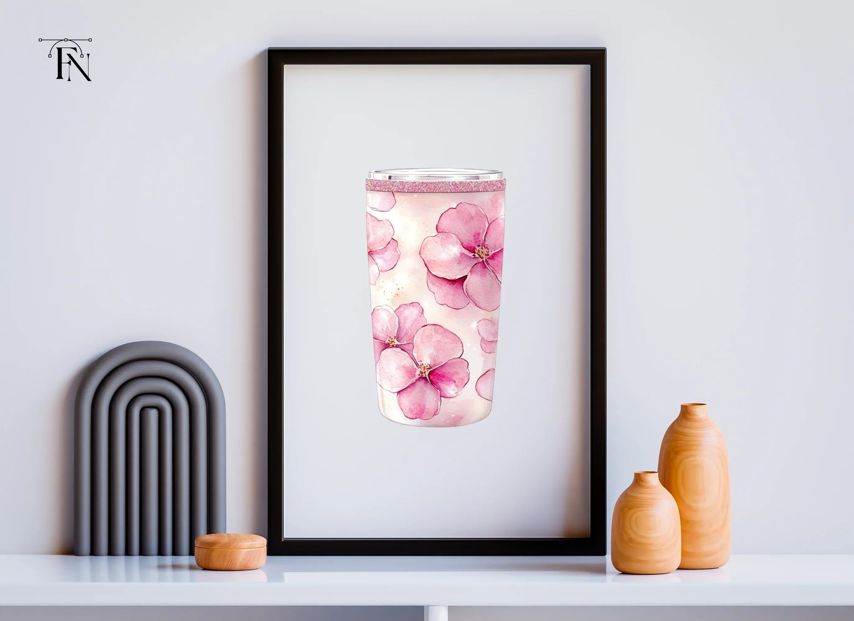 Pink Floral Tumbler Clipart Bundle - Image 6