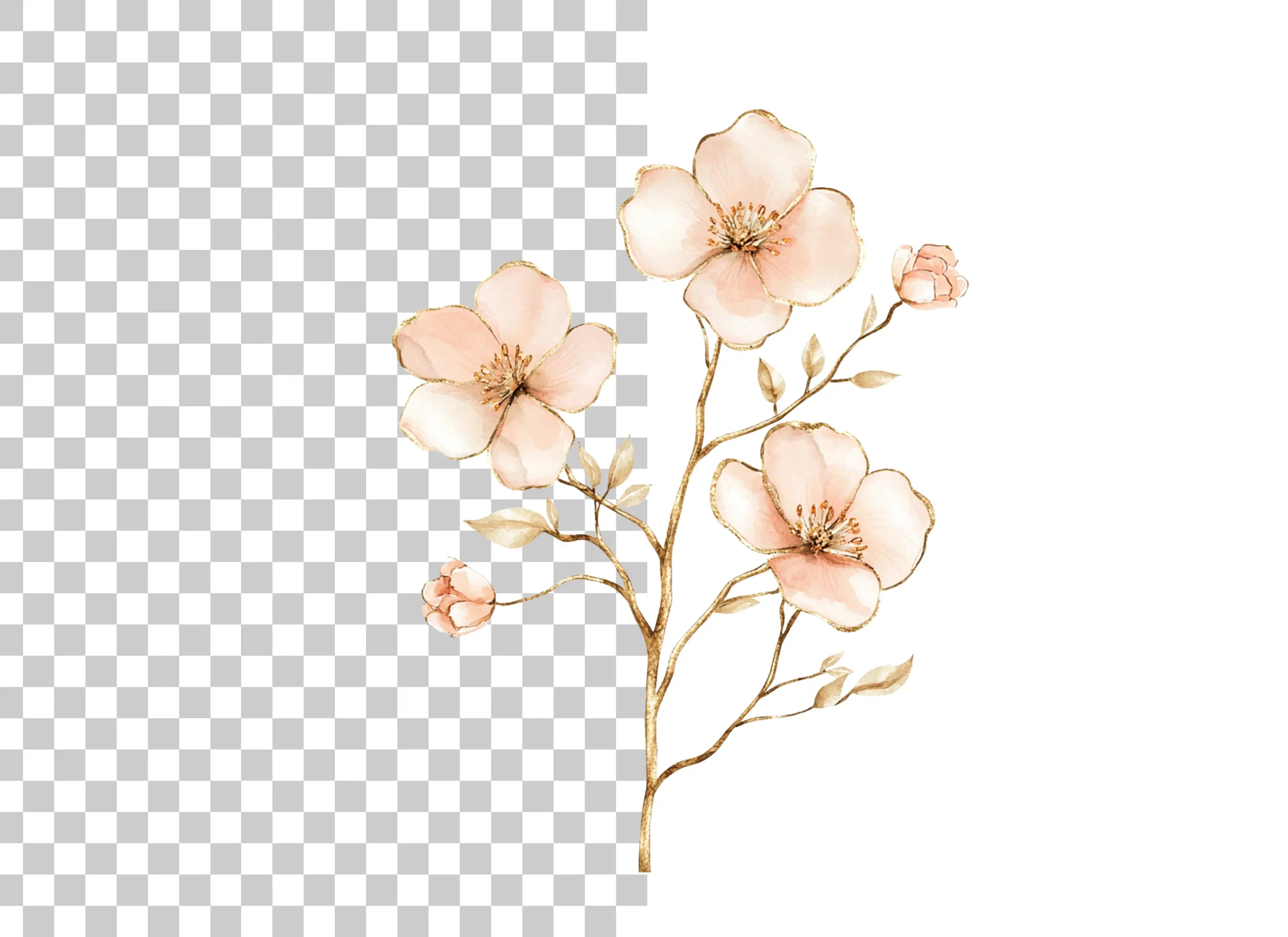 Pink Flower Branches Clipart Bundle - Image 4