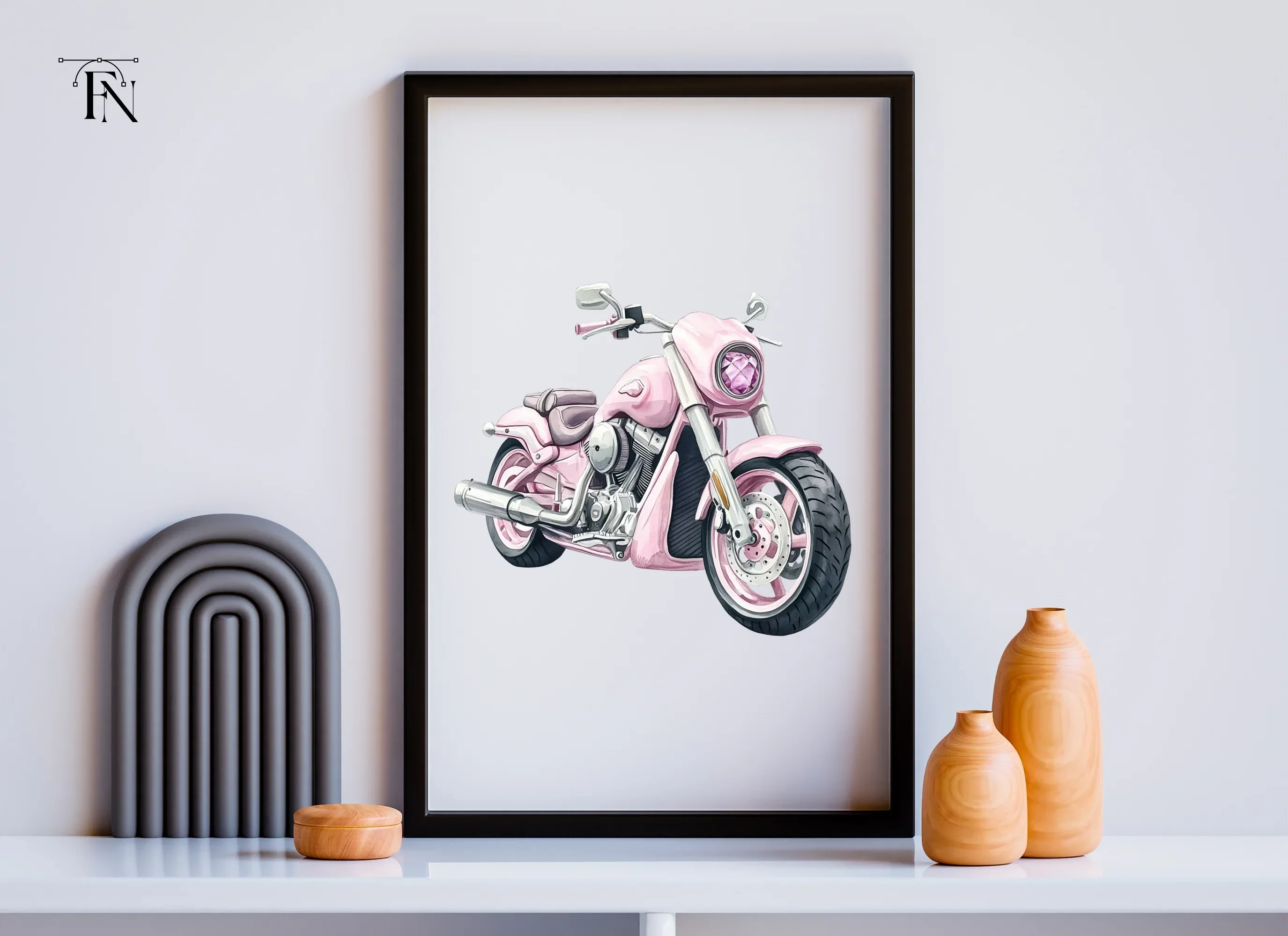 Pink Gemstone Motorcycle Clipart Bundle - Image 6
