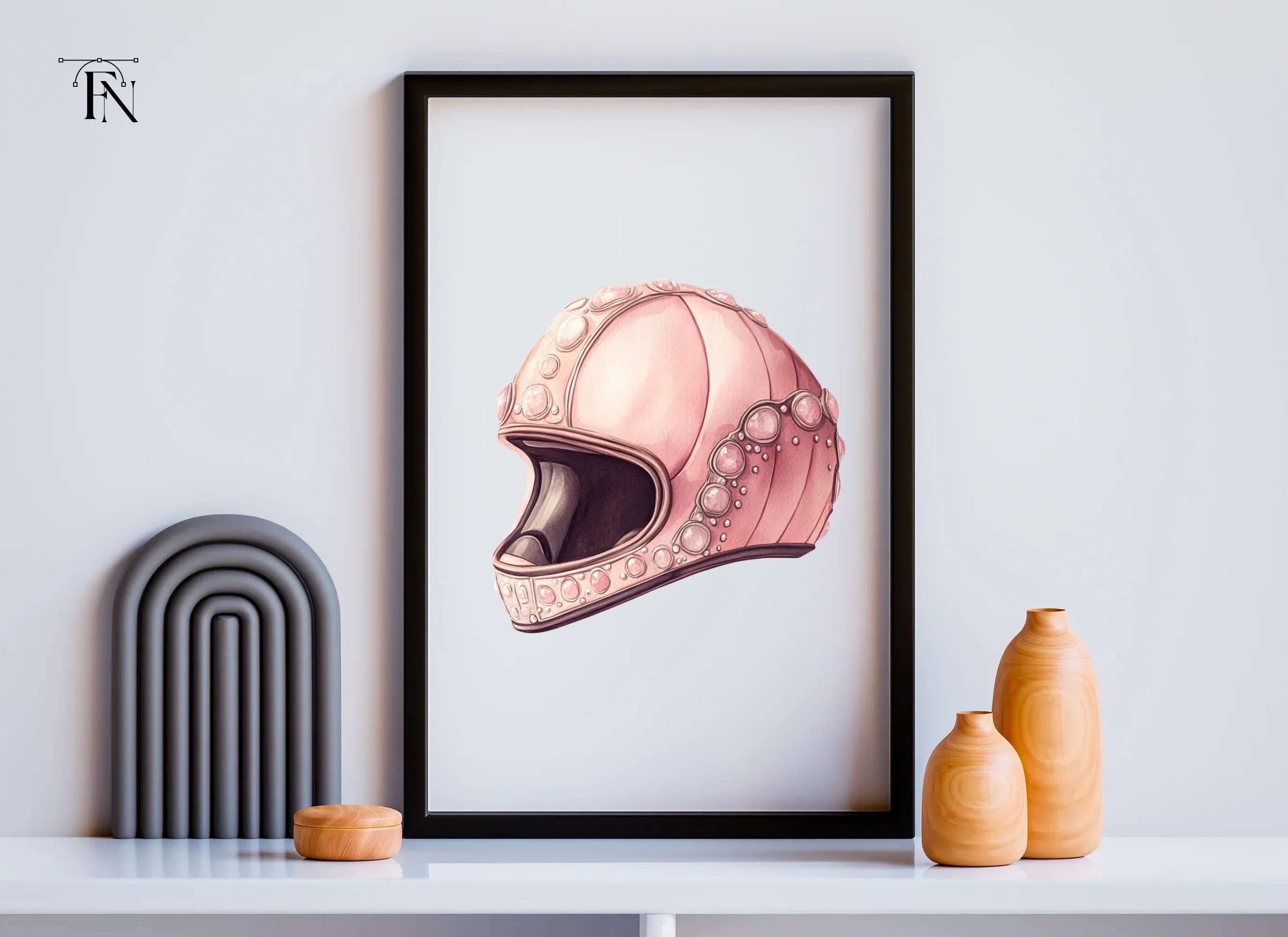 Pink Gemstone Motorcycle Helmets Clipart Bundle - Image 5