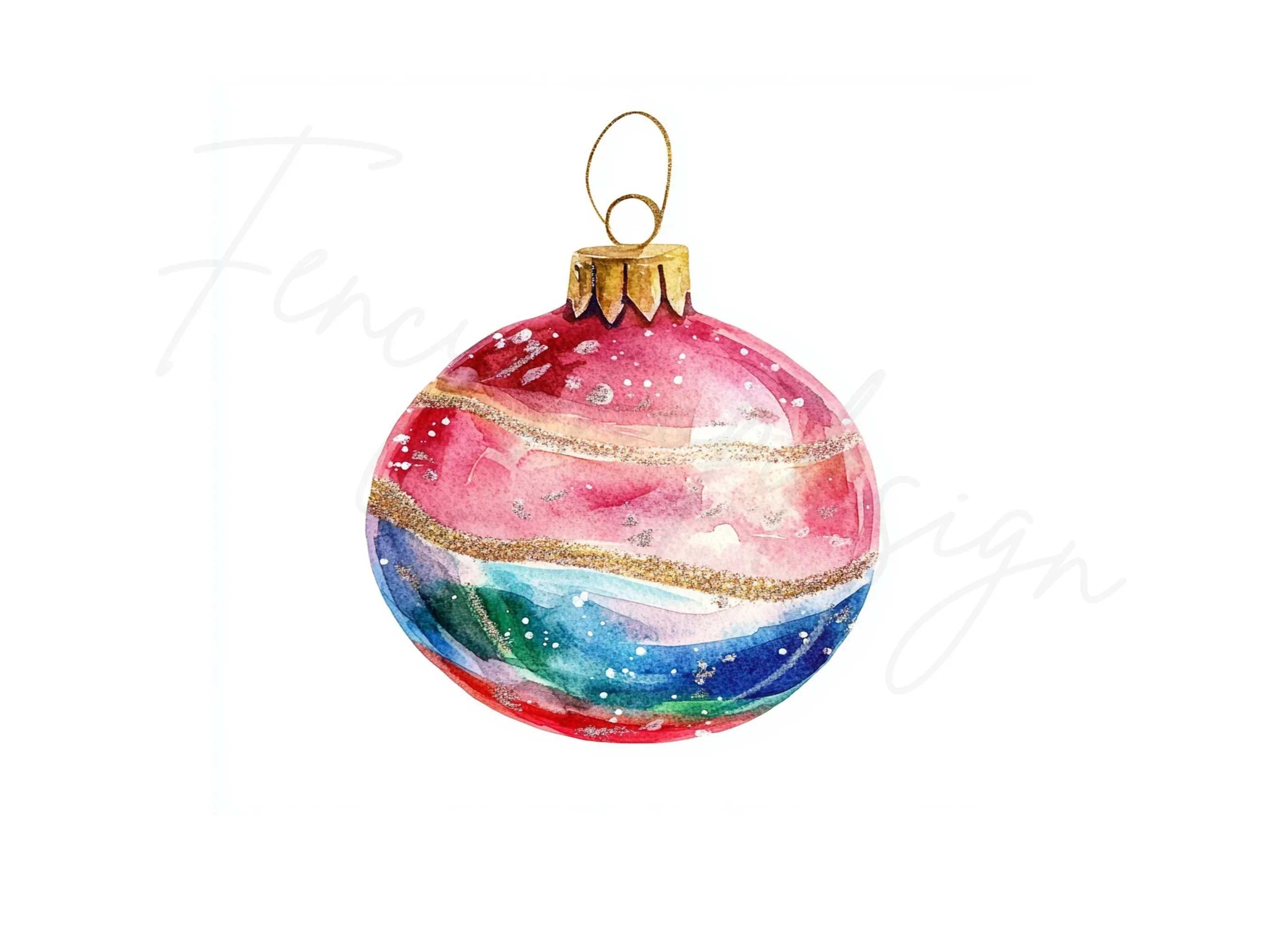 Pink Gold Christmas Baubles Clipart Bundle - Image 2