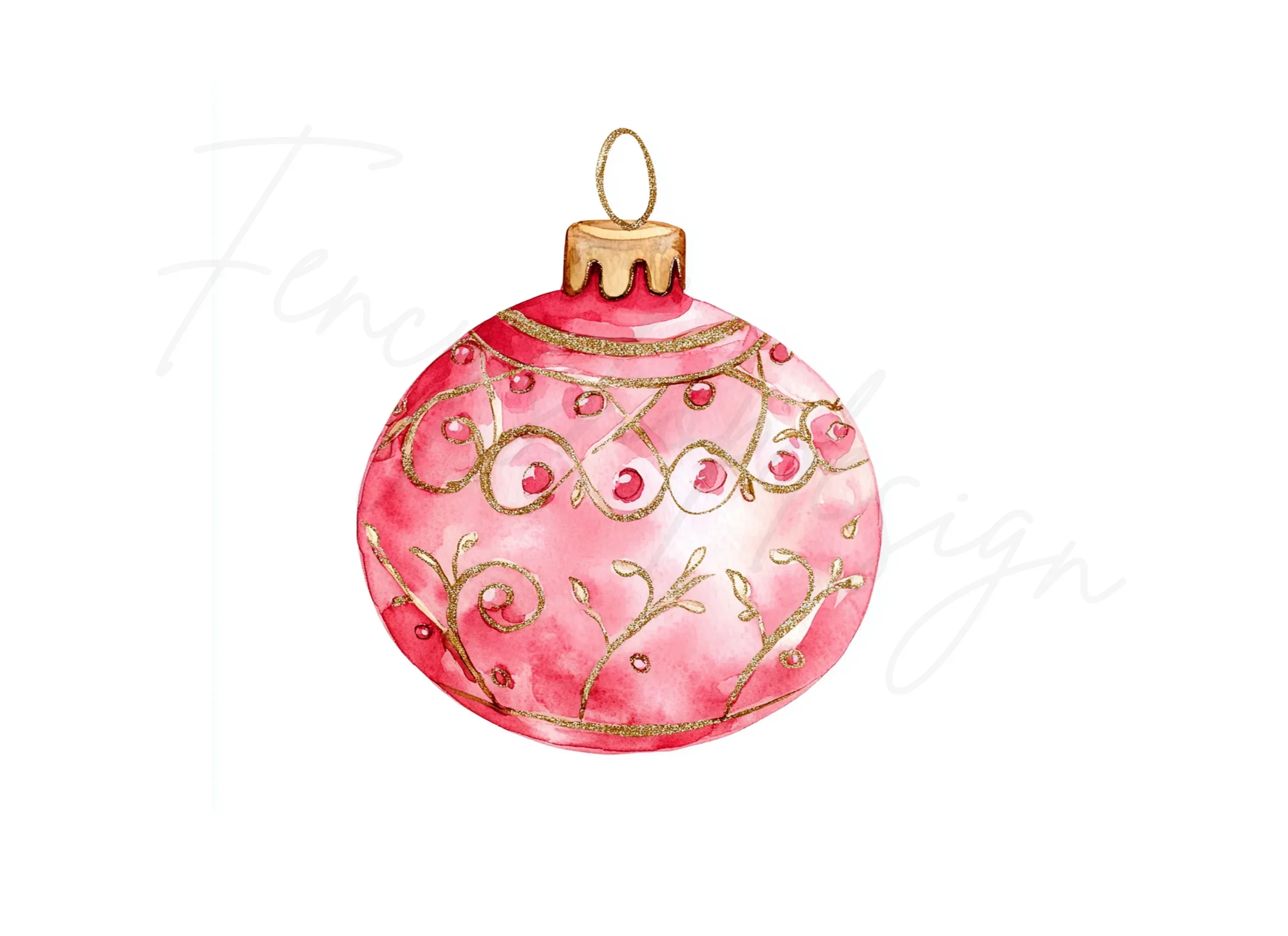 Pink Gold Christmas Baubles Clipart Bundle - Image 3