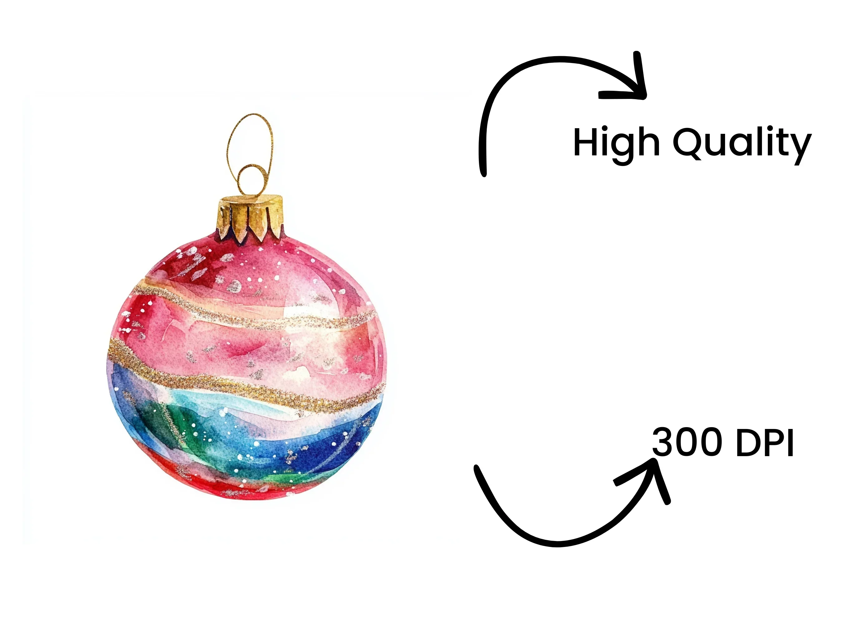 Pink Gold Christmas Baubles Clipart Bundle - Image 4