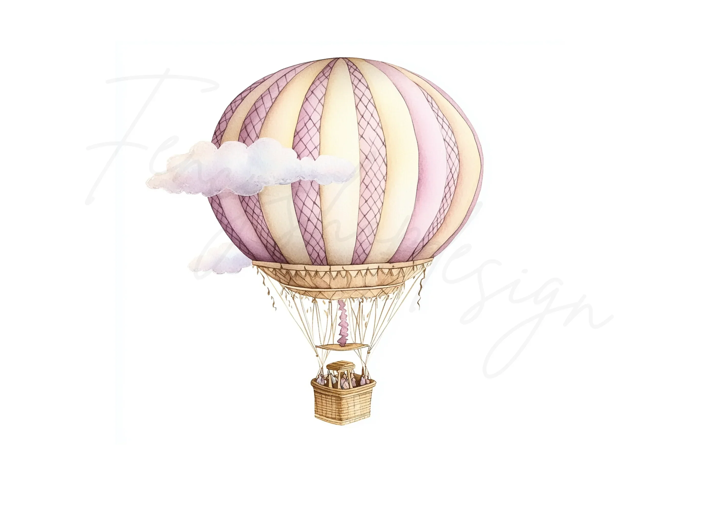 Pink Gold Hot Air Balloon Clipart Bundle - Image 2