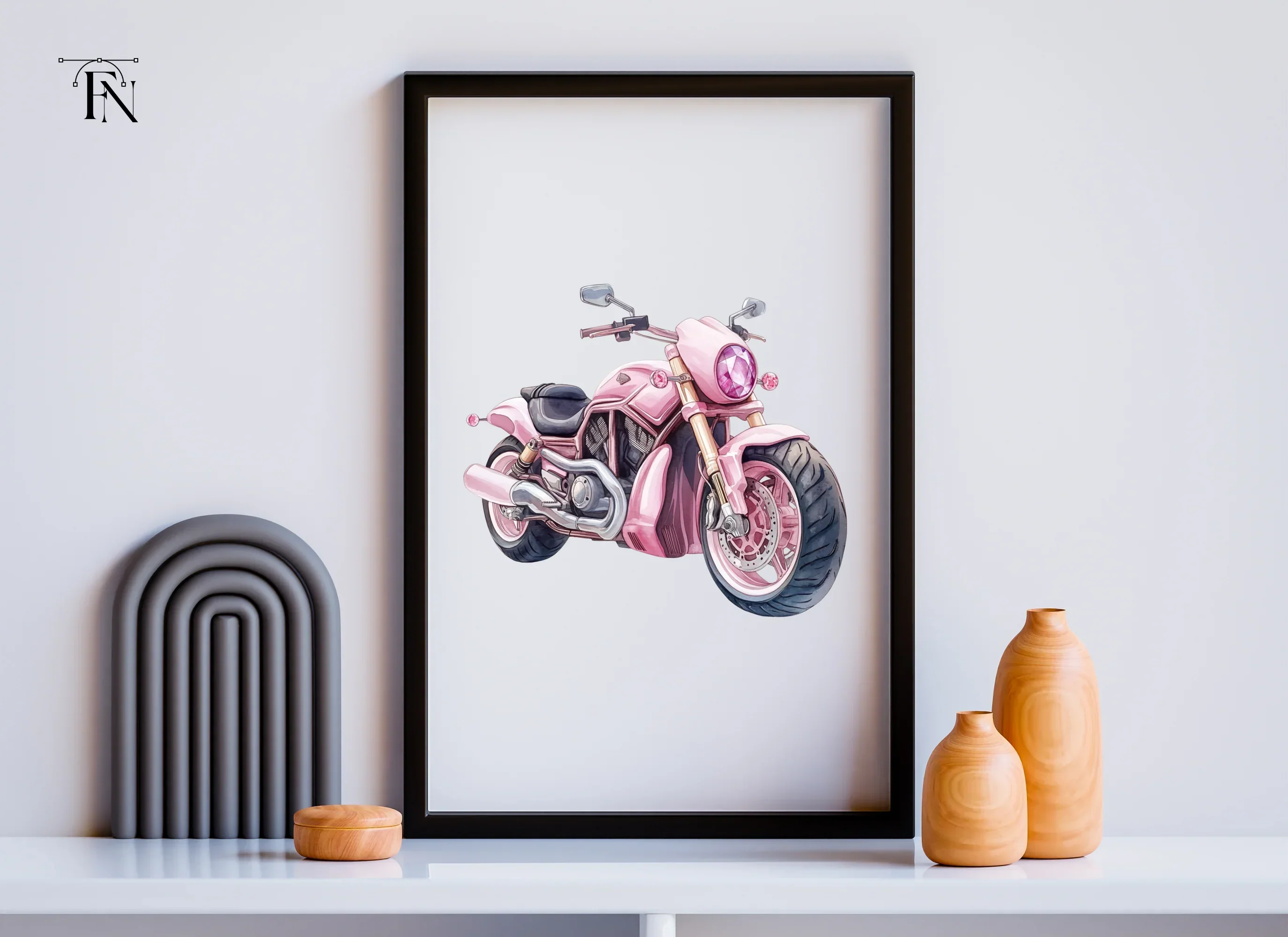 Pink Motorcycle Clipart Bundle - Image 3
