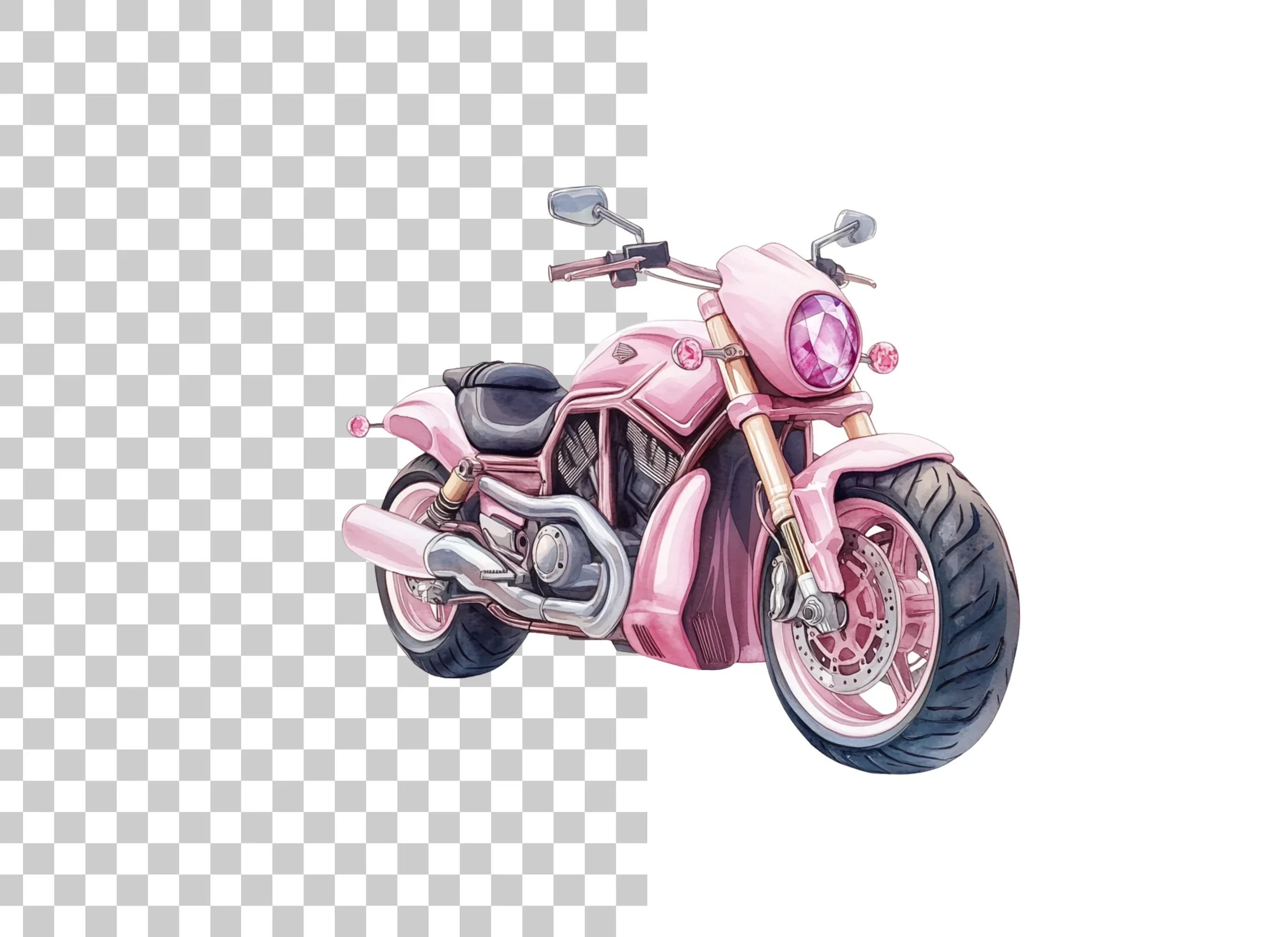 Pink Motorcycle Clipart Bundle - Image 6