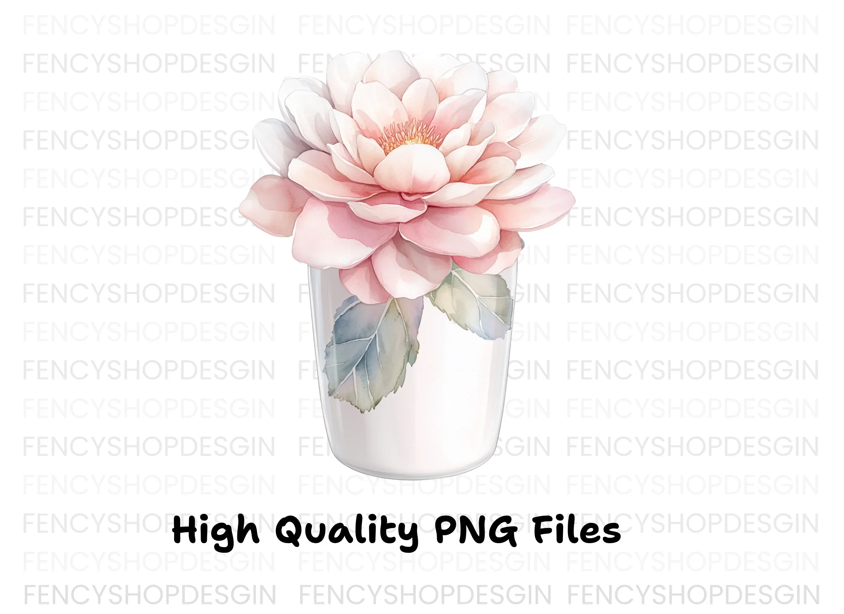 Pink Peony in White Vase Clipart Bundle - Image 2