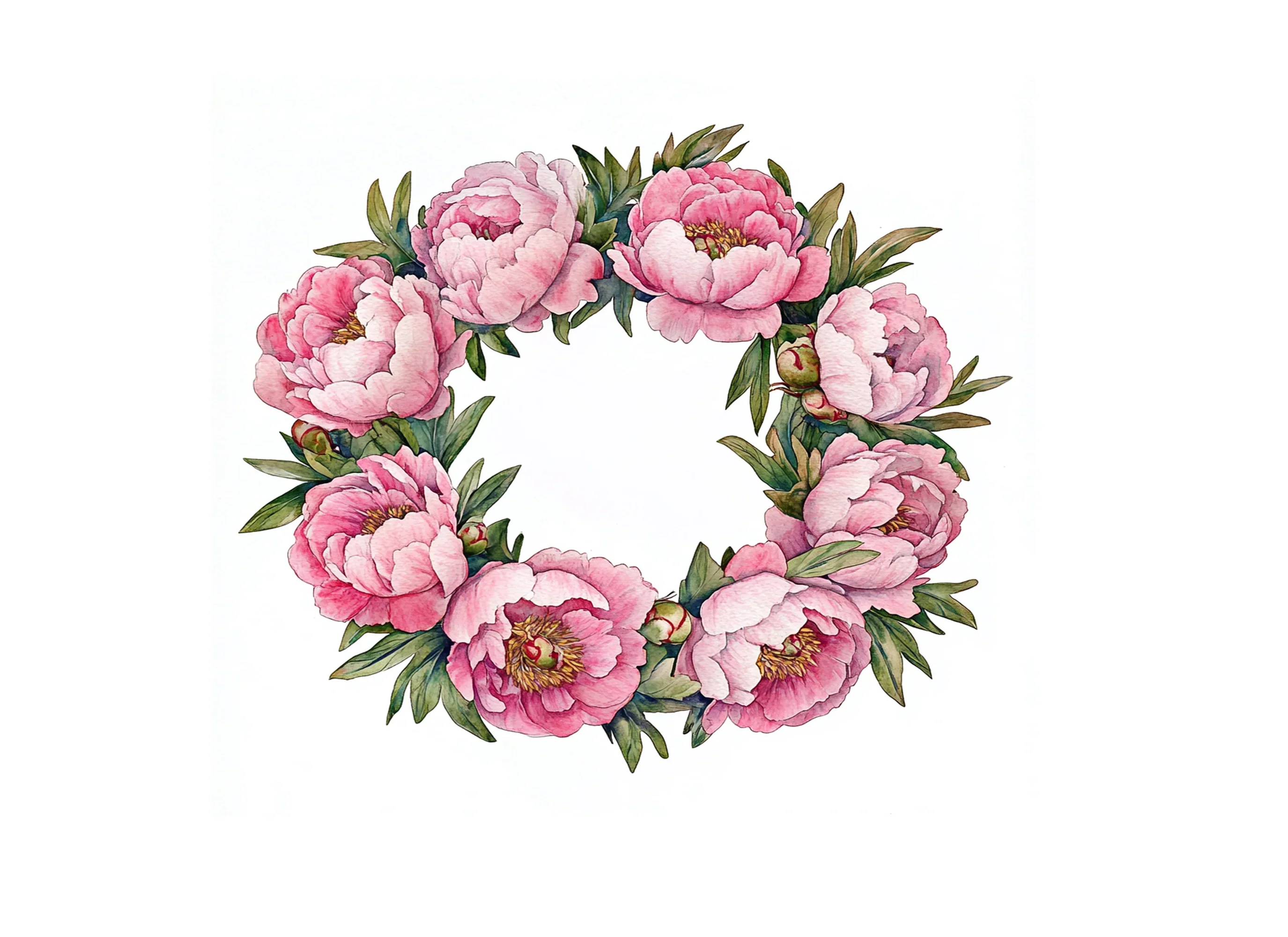 Pink Peony Wreath Clipart Bundle - Image 2