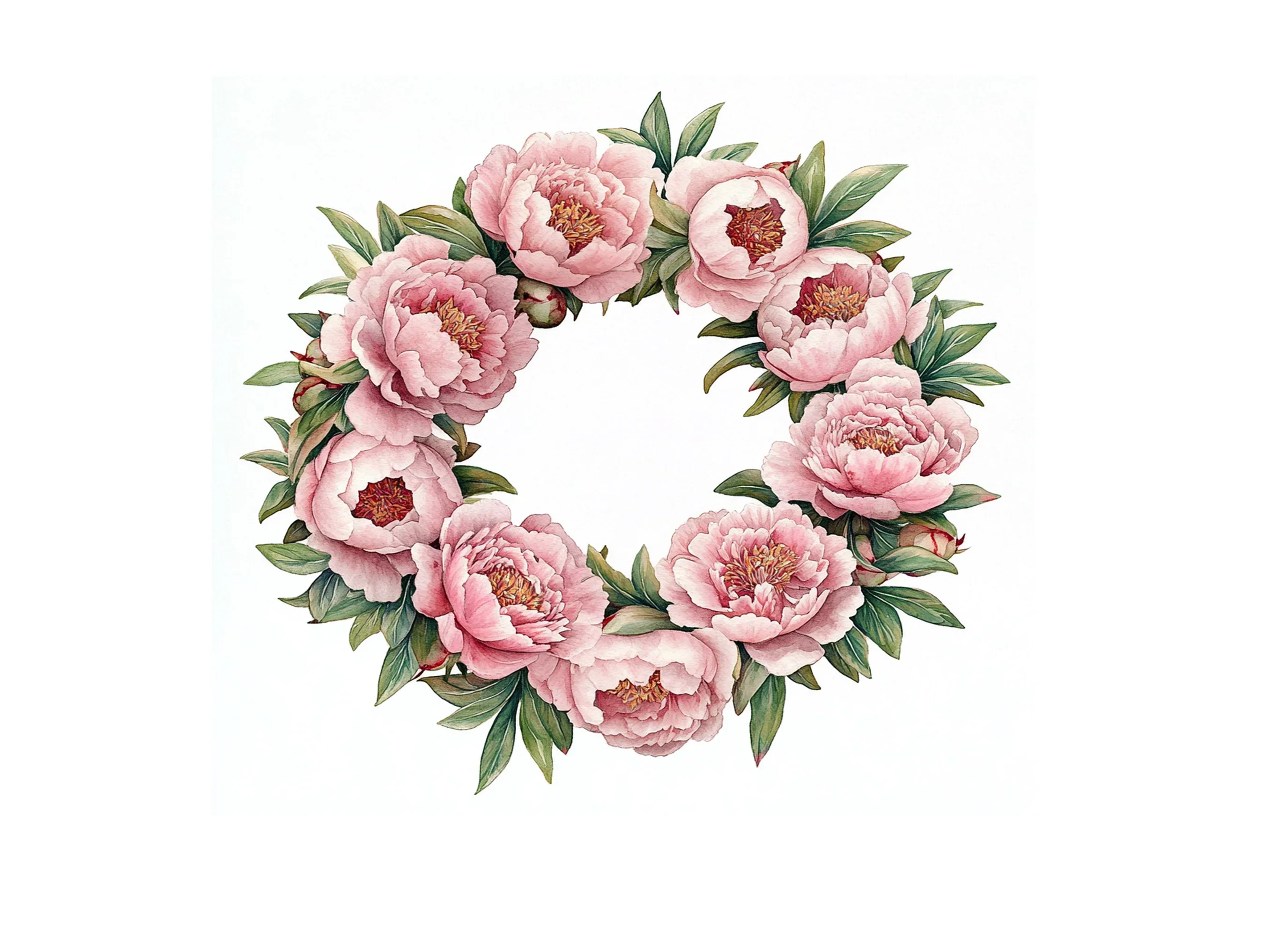 Pink Peony Wreath Clipart Bundle - Image 3
