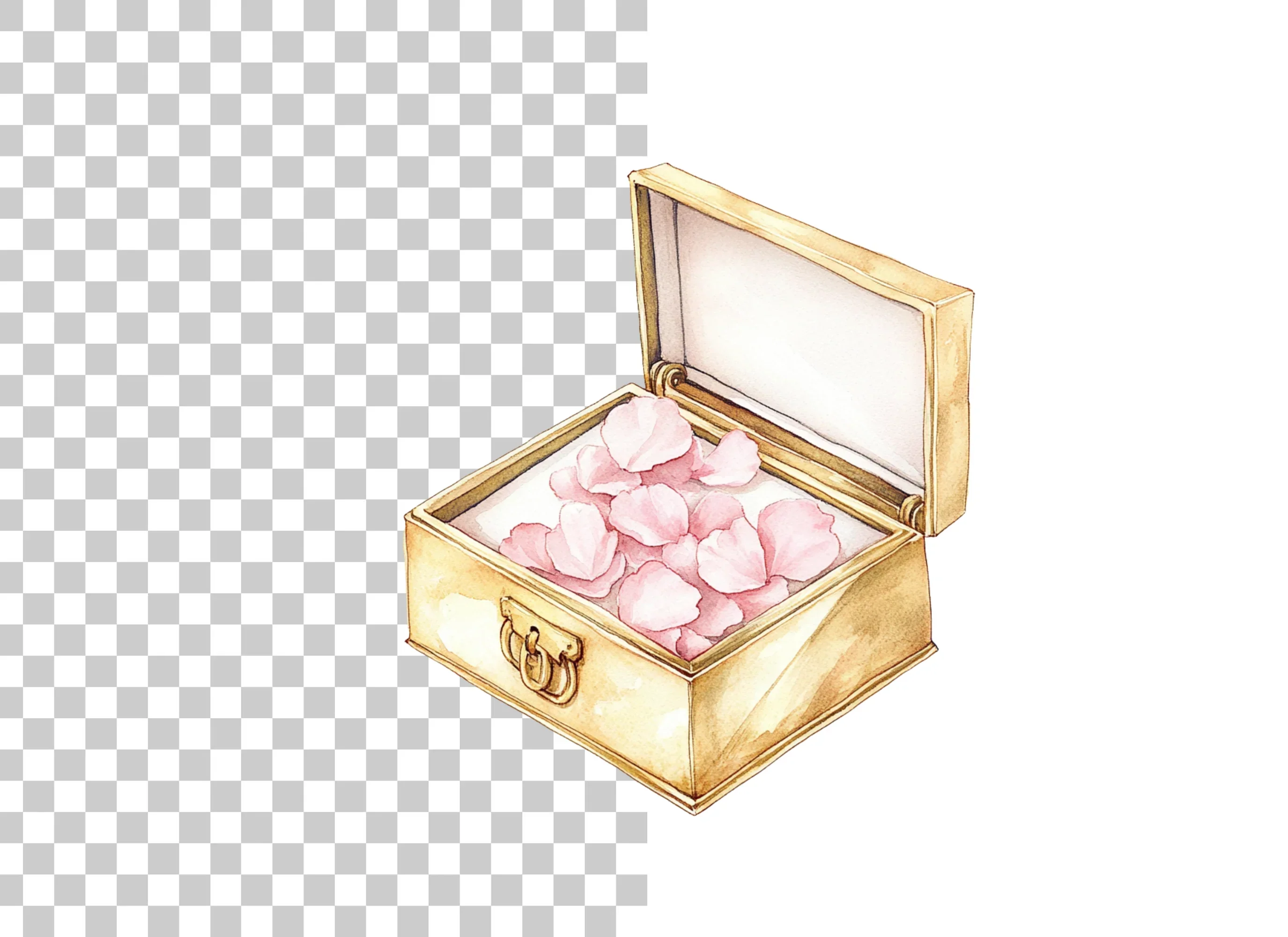 Pink Petals in Golden Box Clipart Bundle - Image 2
