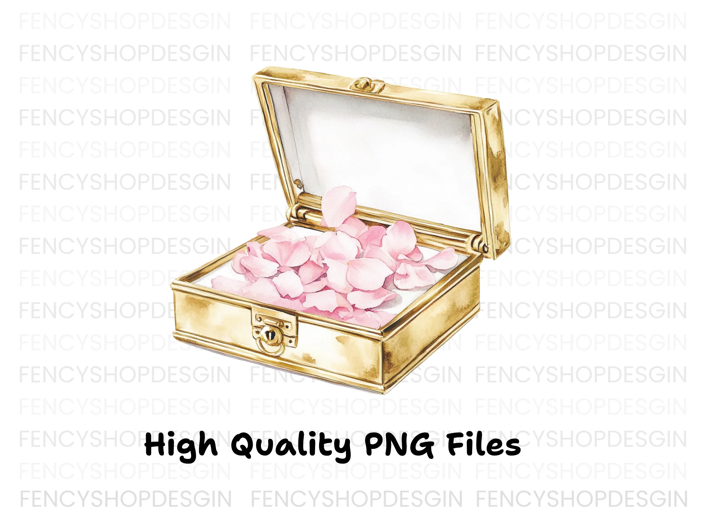 Pink Petals in Golden Box Clipart Bundle - Image 3