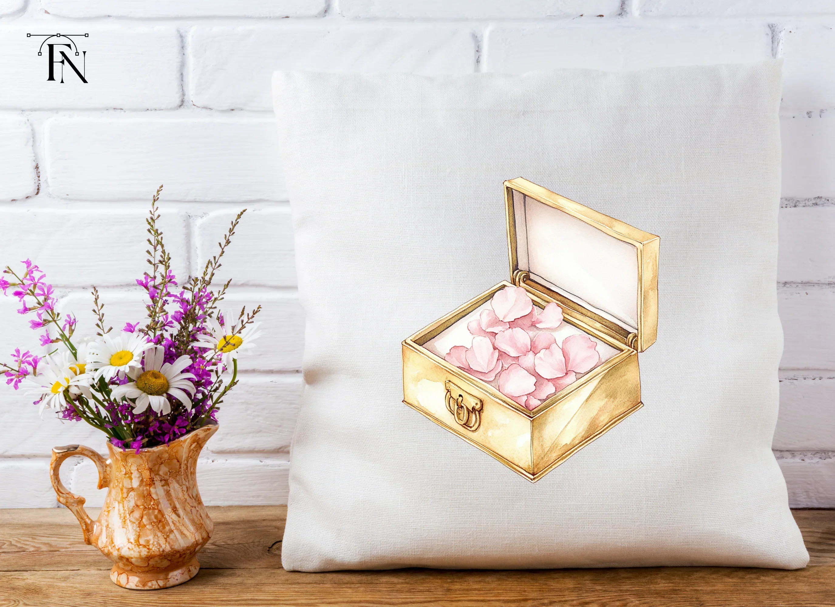 Pink Petals in Golden Box Clipart Bundle - Image 5
