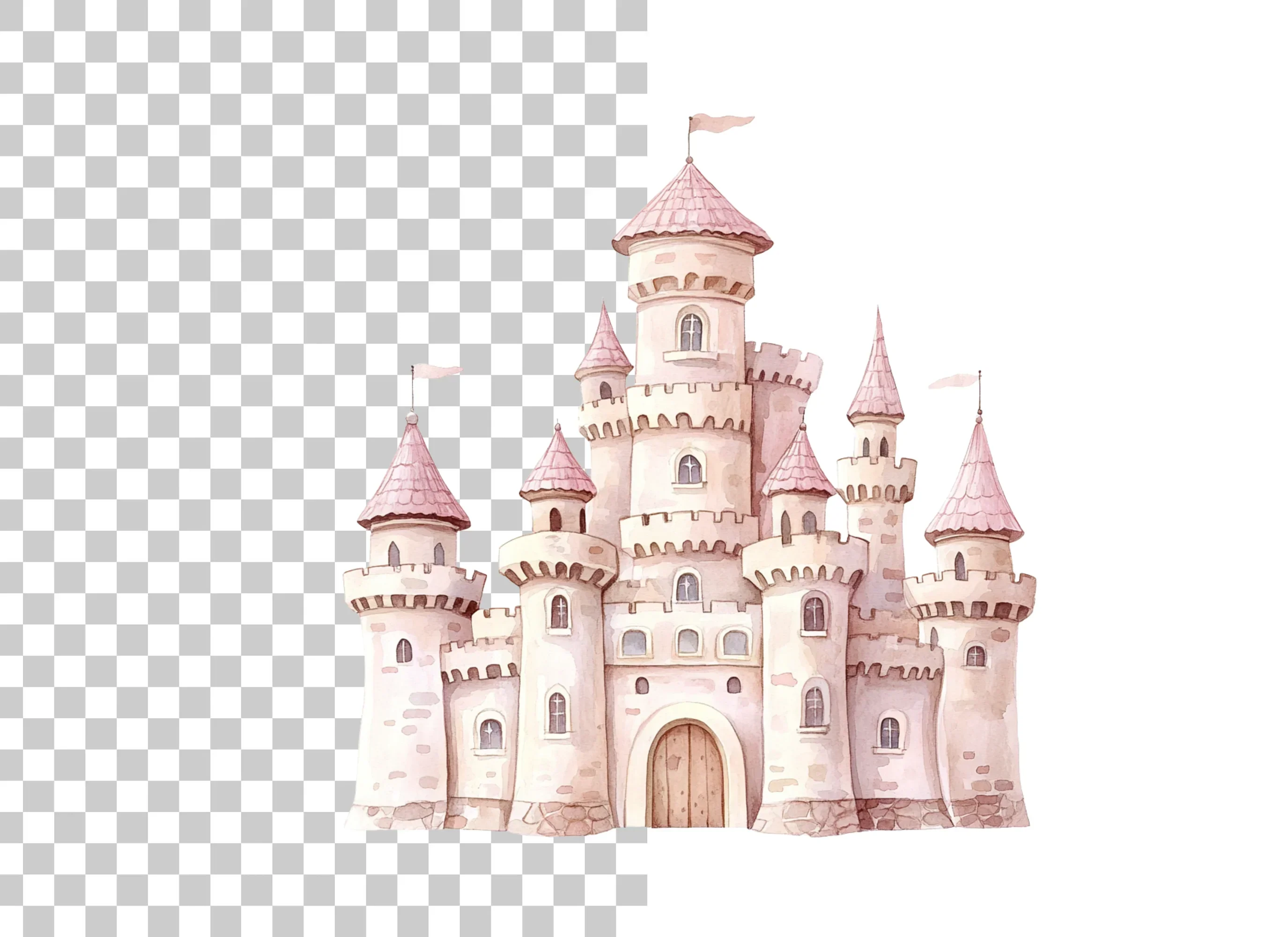 Pink Princess Castle Clipart Bundle - Image 6