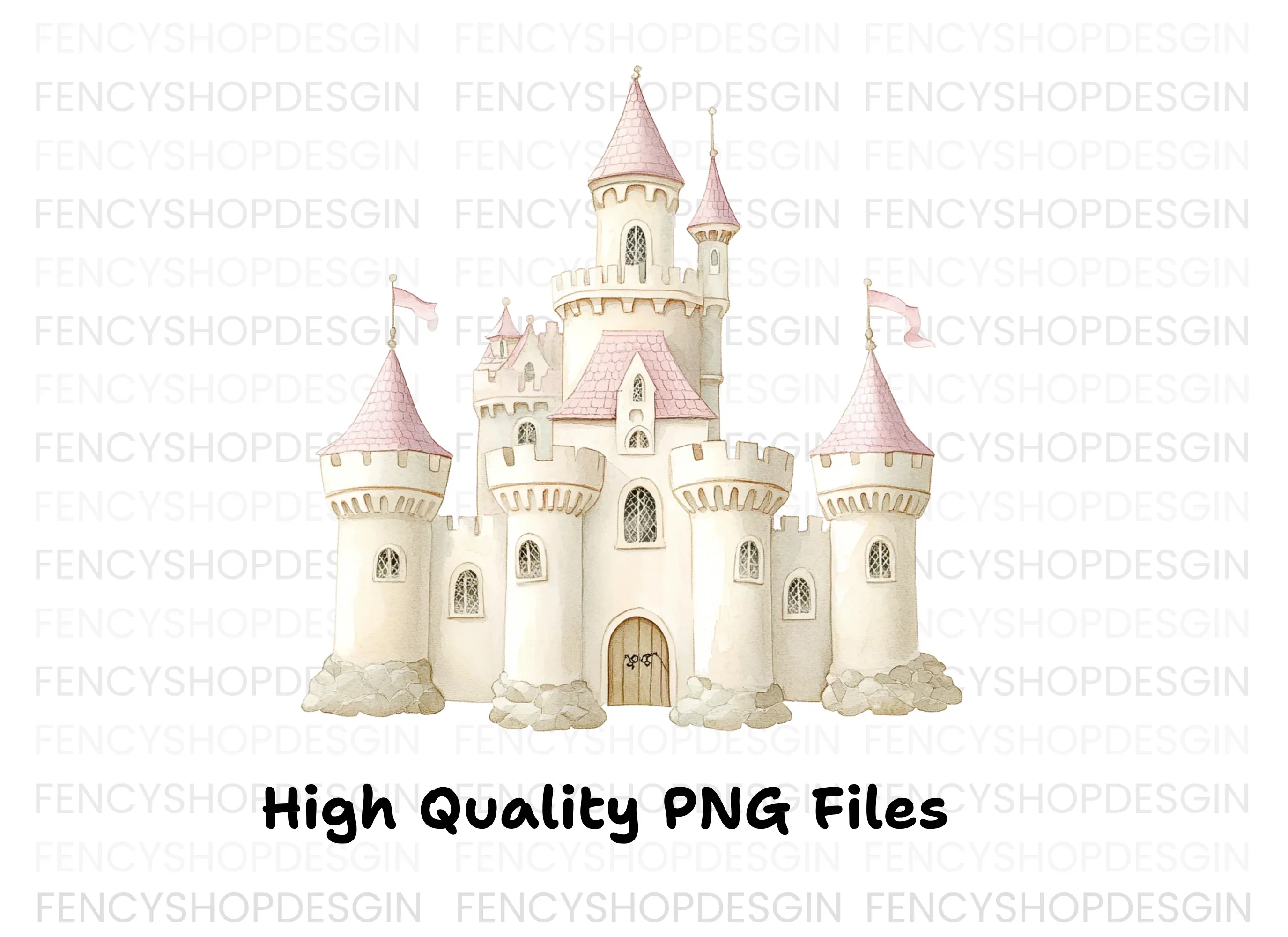 Pink Princess Castle Clipart Bundle - Image 3