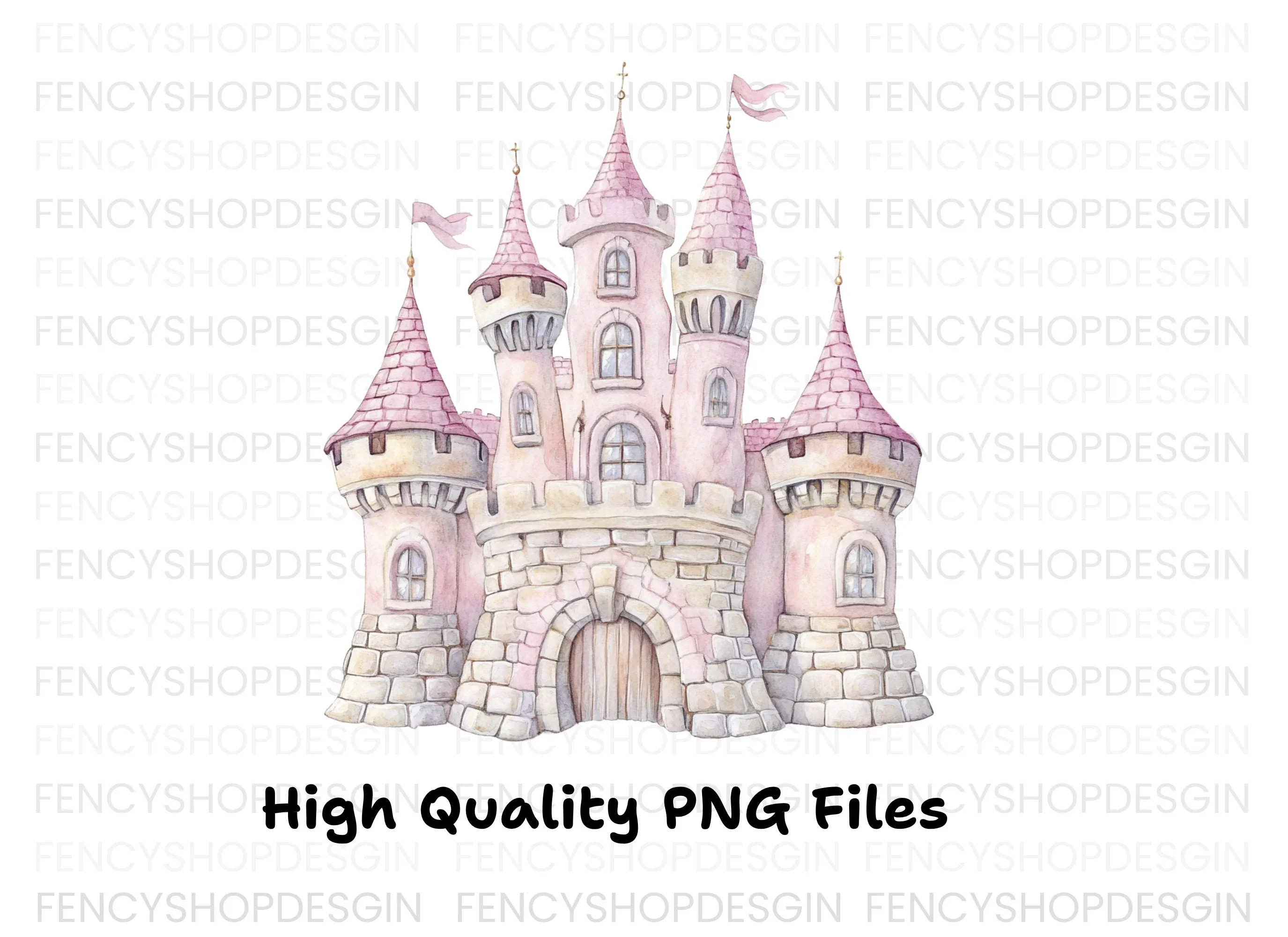 Pink Princess Castle Clipart Bundle - Image 3