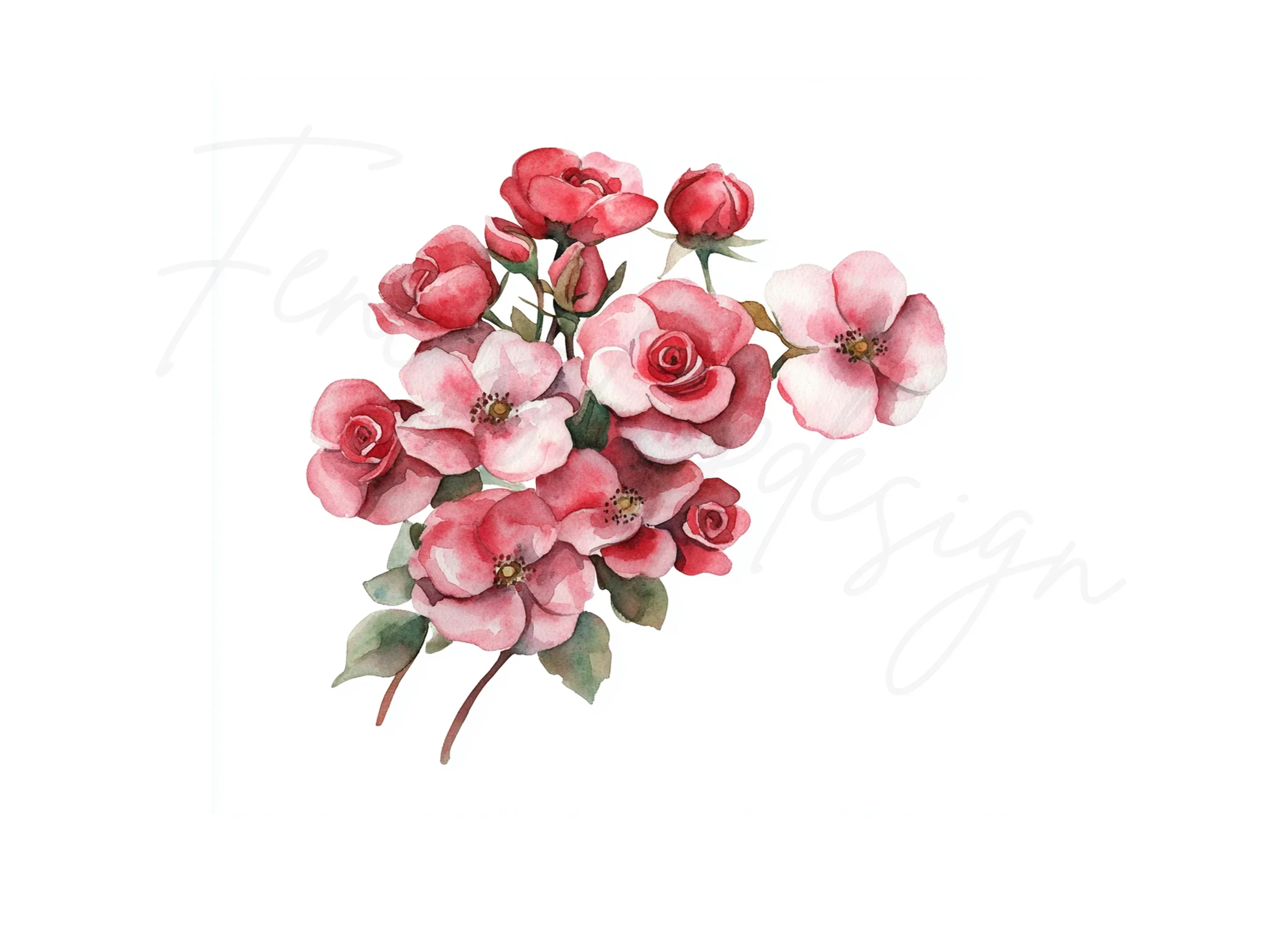 Pink Rose Bouquet Clipart Bundle - Image 3