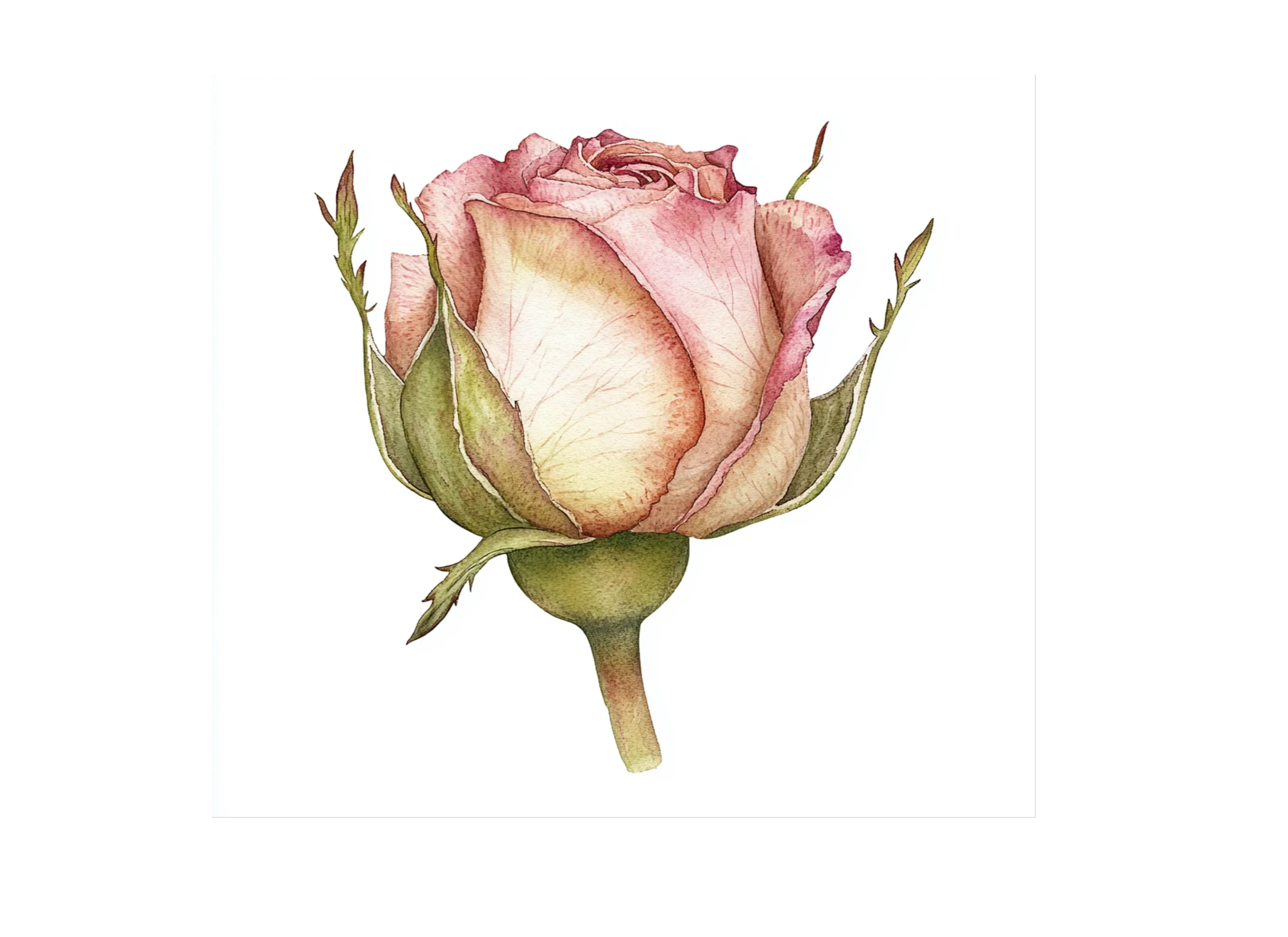 Pink Rose Bud Clipart Bundle - Image 2