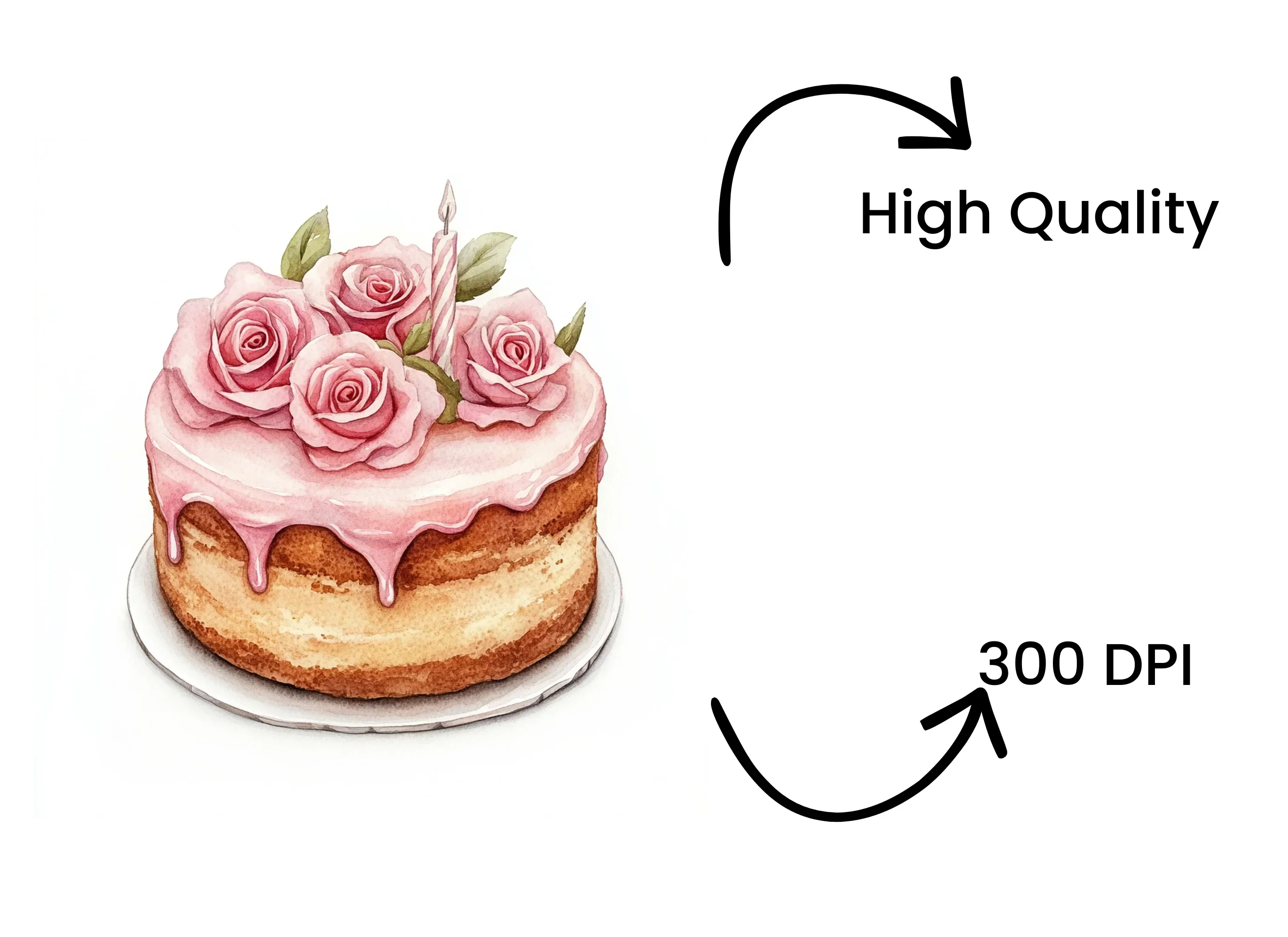 Pink Rose Cake Clipart Bundle - Image 4