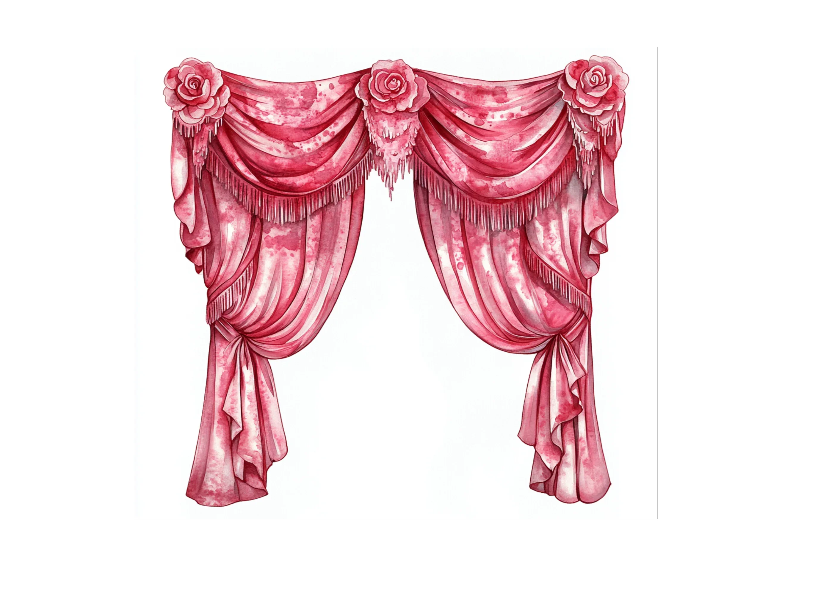 Pink Rose Draped Curtain Clipart Bundle - Image 2