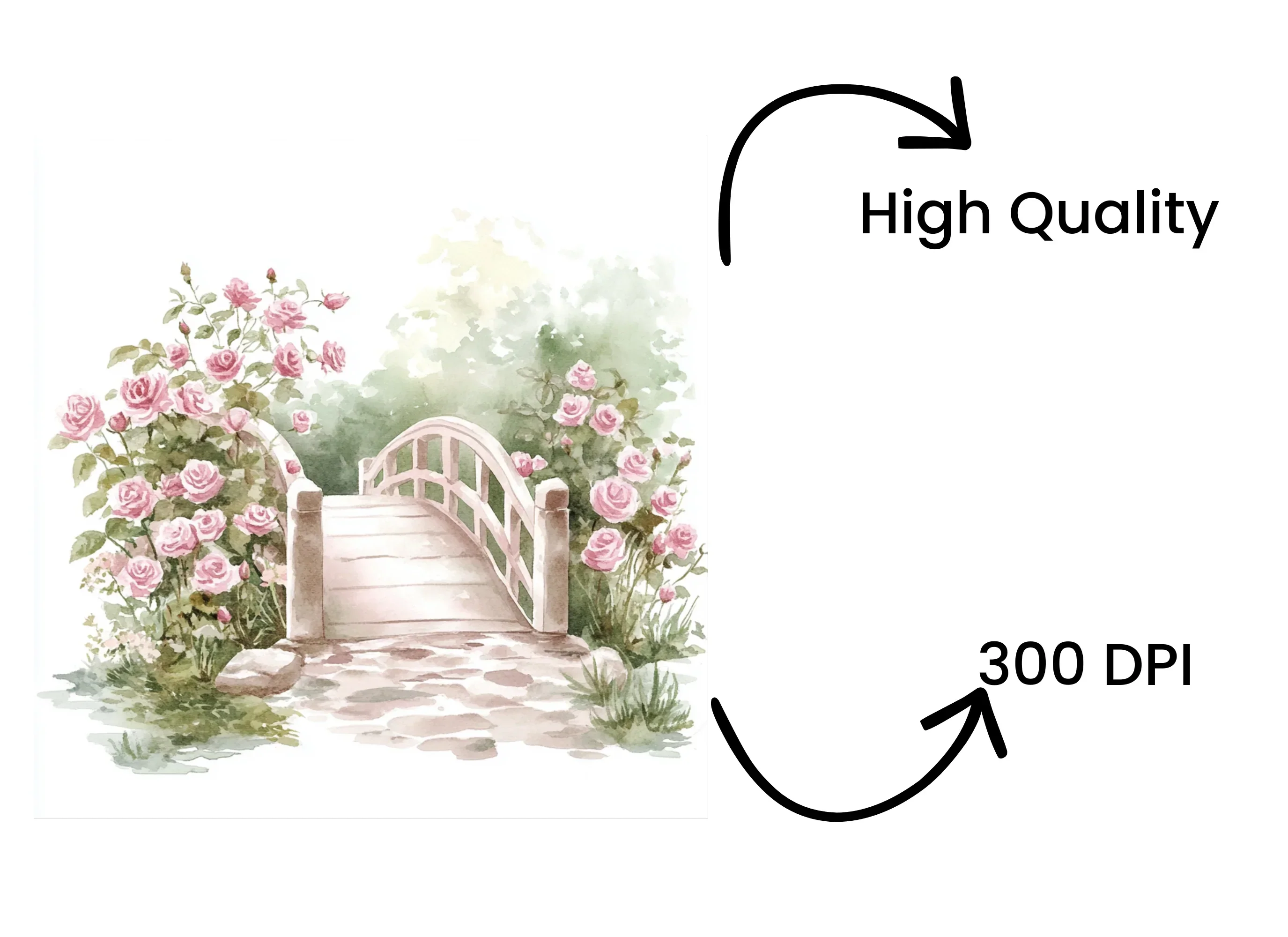 Pink Rose Garden Bridge Clipart Bundle - Image 4